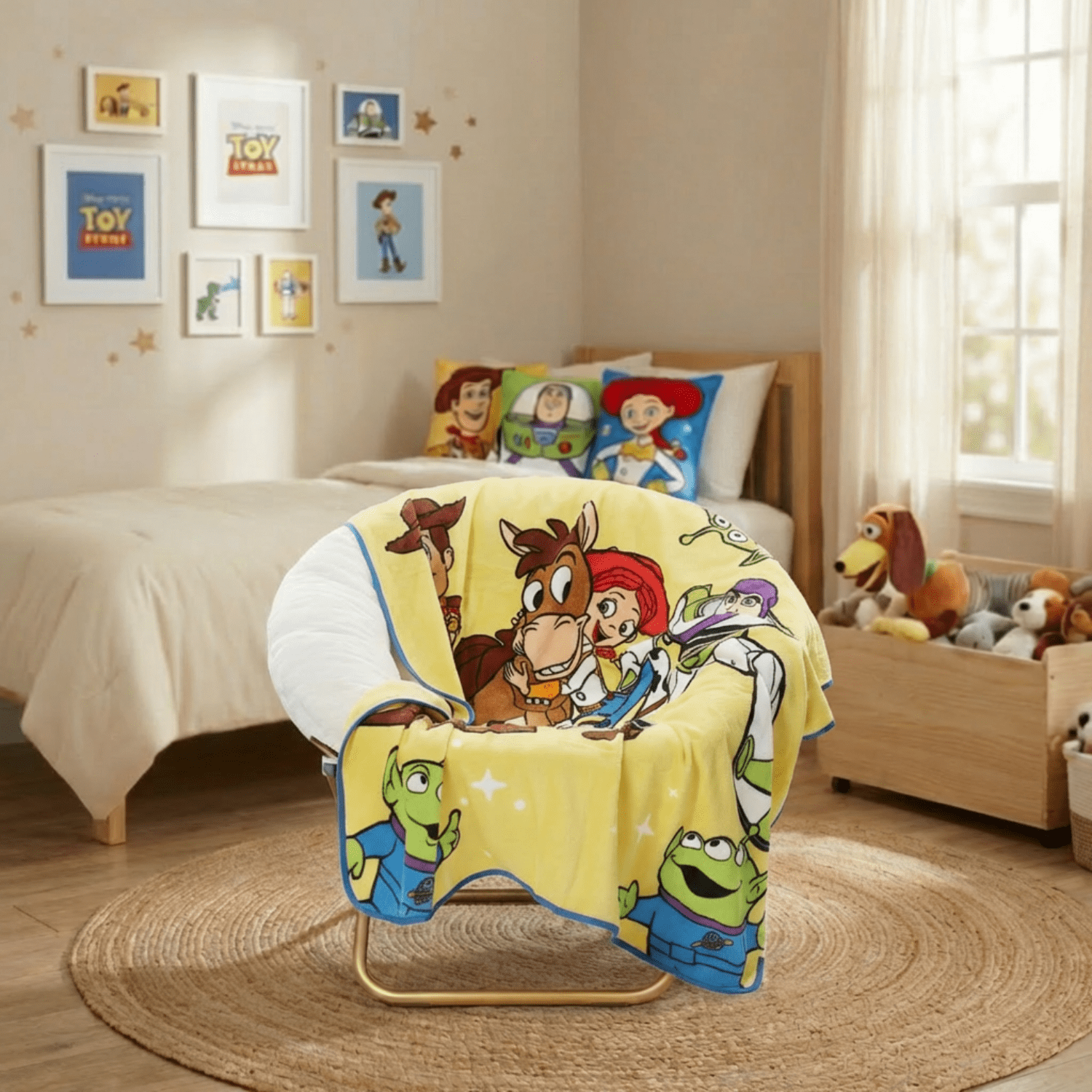 Space Kids Throw Blanket, Soft Coral Fleece, Yellow, 46" x 60"