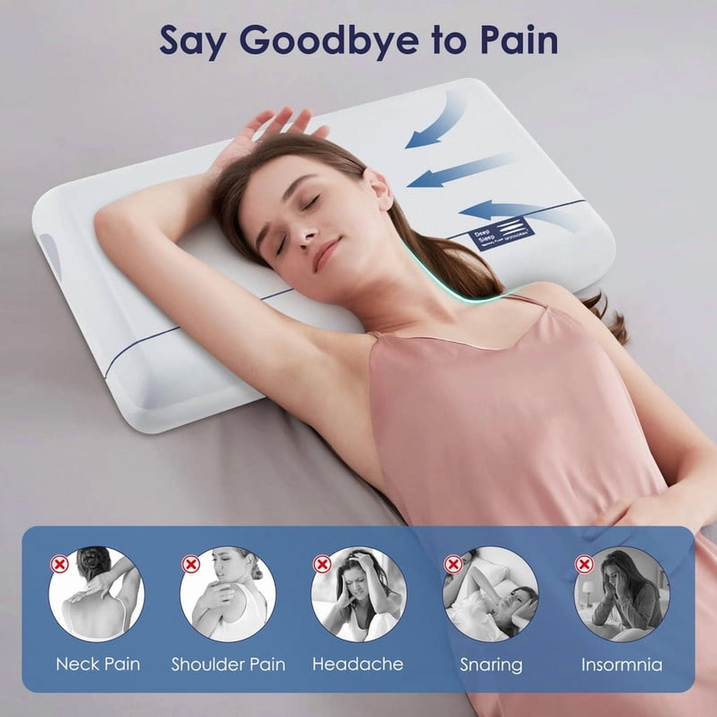 Cooling Memory Foam Bed Pillow for Neck Pain Relief, Two-Sided Cooling Pillow for Back, Stomach and Side Sleepers, Tw...