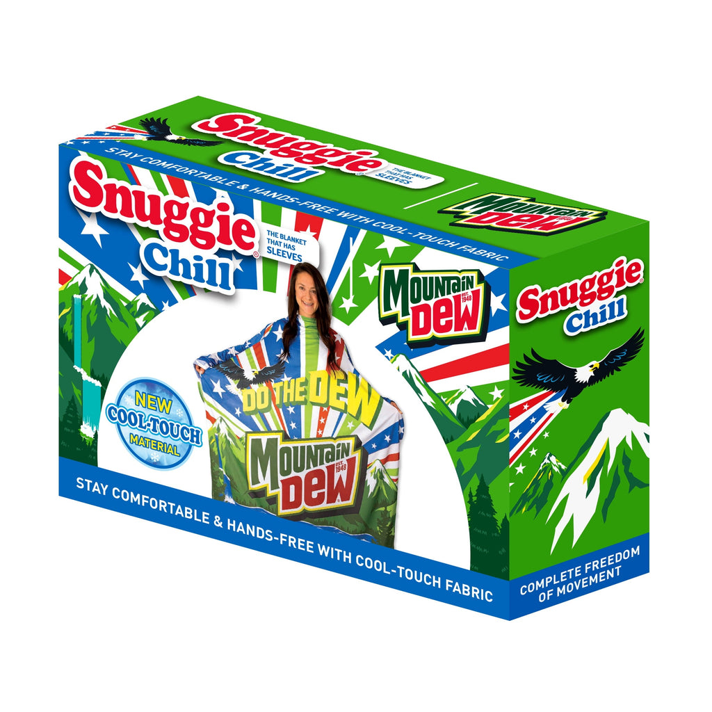 Chill Wearable Blanket with Sleeves in Cool Touch Fabric, Mountain Dew Red White & Dew Americana