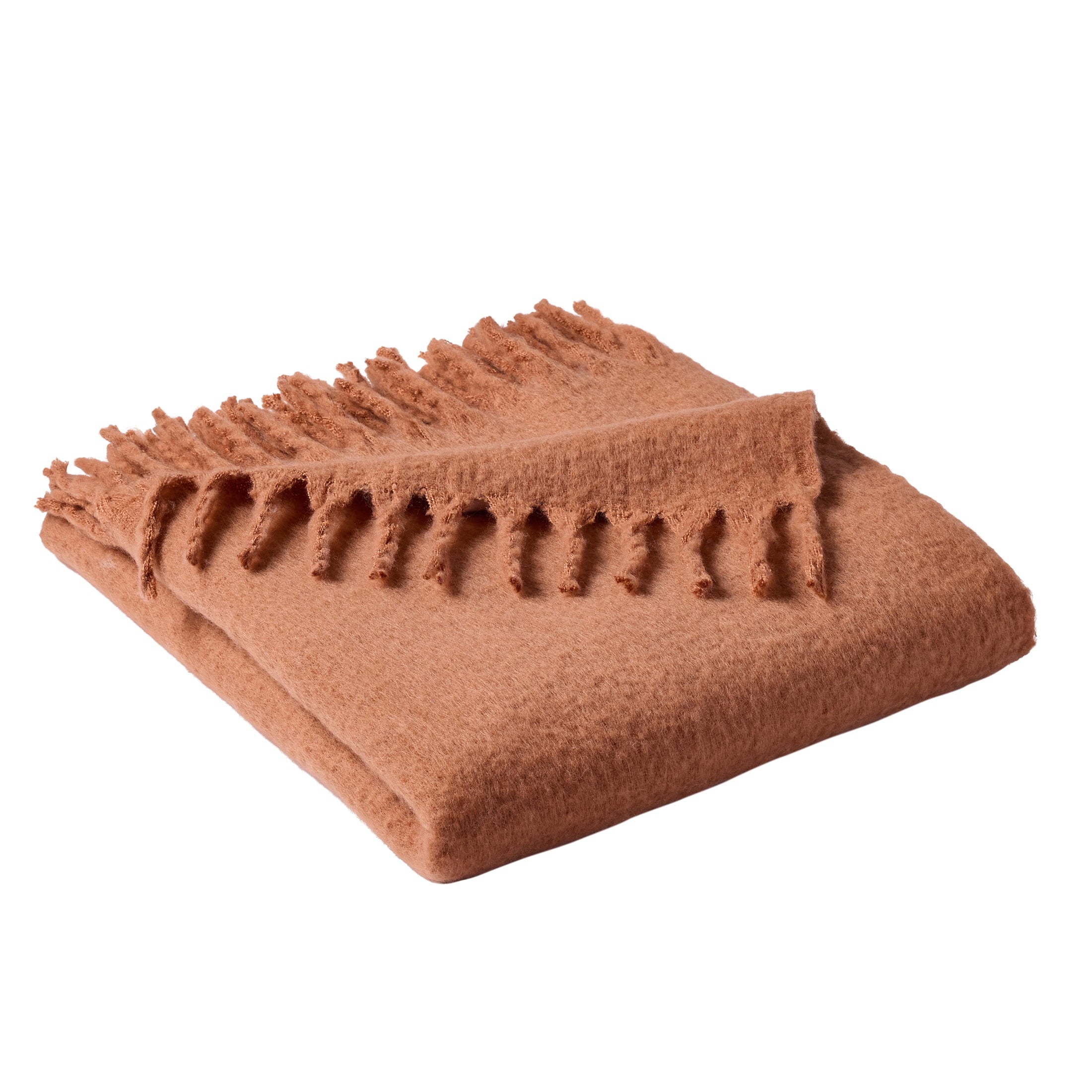 Faux Mohair Cozy Couch Throw Blanket Terracotta Clay, 50x72"