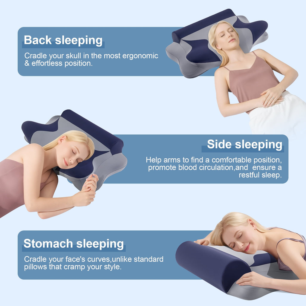 Cooling Bed Pillow for Neck & Shoulder Pain Relief, Cervical Support Comfort Pillow for Side Back Stomach Sleeper, Er...