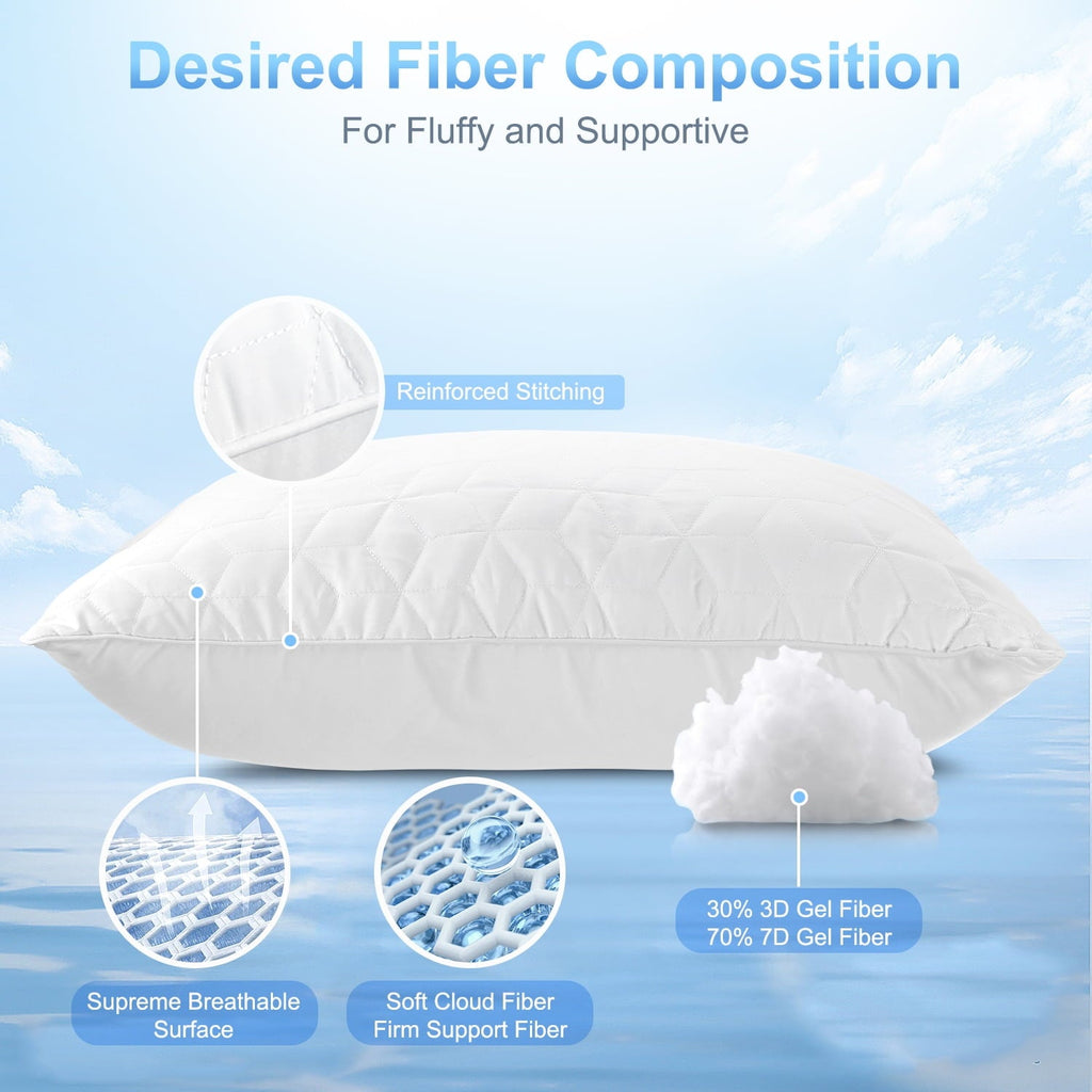 Bed Pillows for Sleeping 2 pack, King Size Cooling Pillows Hotel Quality with Premium Soft Down Alternative Fill for ...