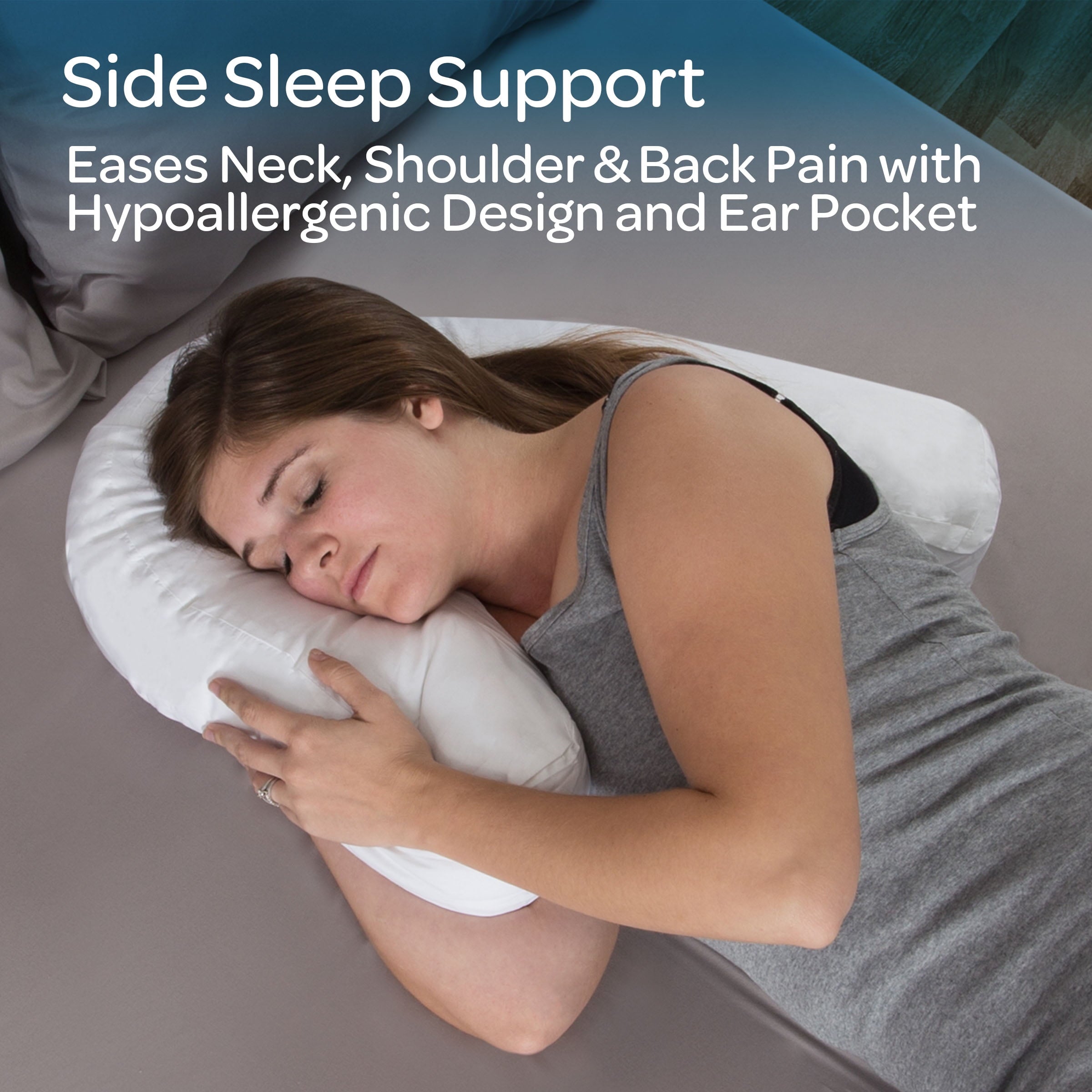 Bluestone Contour Side Sleeper Pillow with Ear Pocket for Pain Relief
