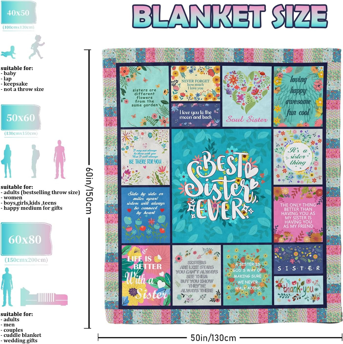 Sister Gifts Blanket for Birthday, Mother's Day, Christmas - Big Sister Gift Ideas