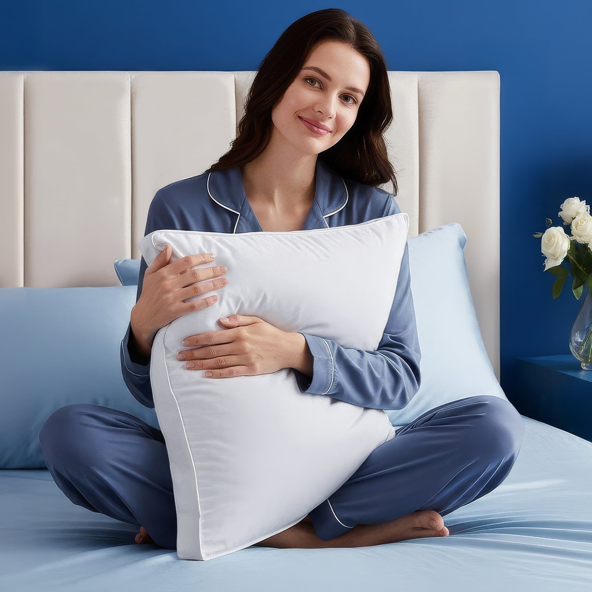 Queen Bed Pillow, 26"L x 18" W, Set of 2, Soft and High-Quality, Gusseted Pillow for All Sleep Positions (White)