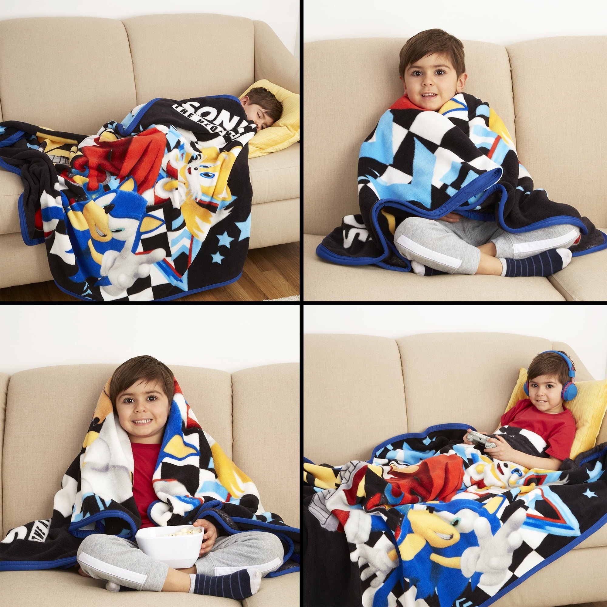 Kids Black Print Fleece Throw Blanket, 46 x 60