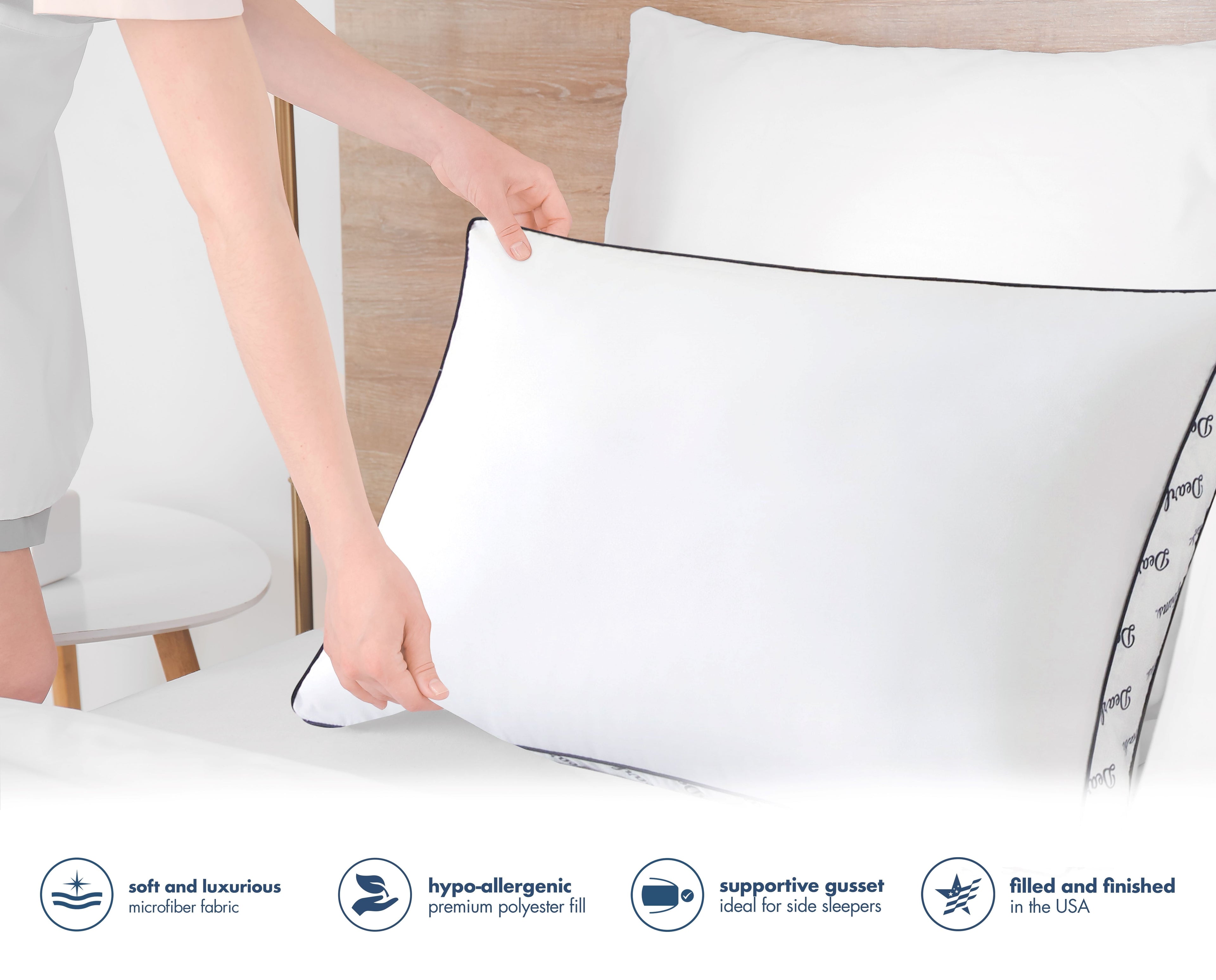 Cozy Gusseted Bed Pillow Standard, White