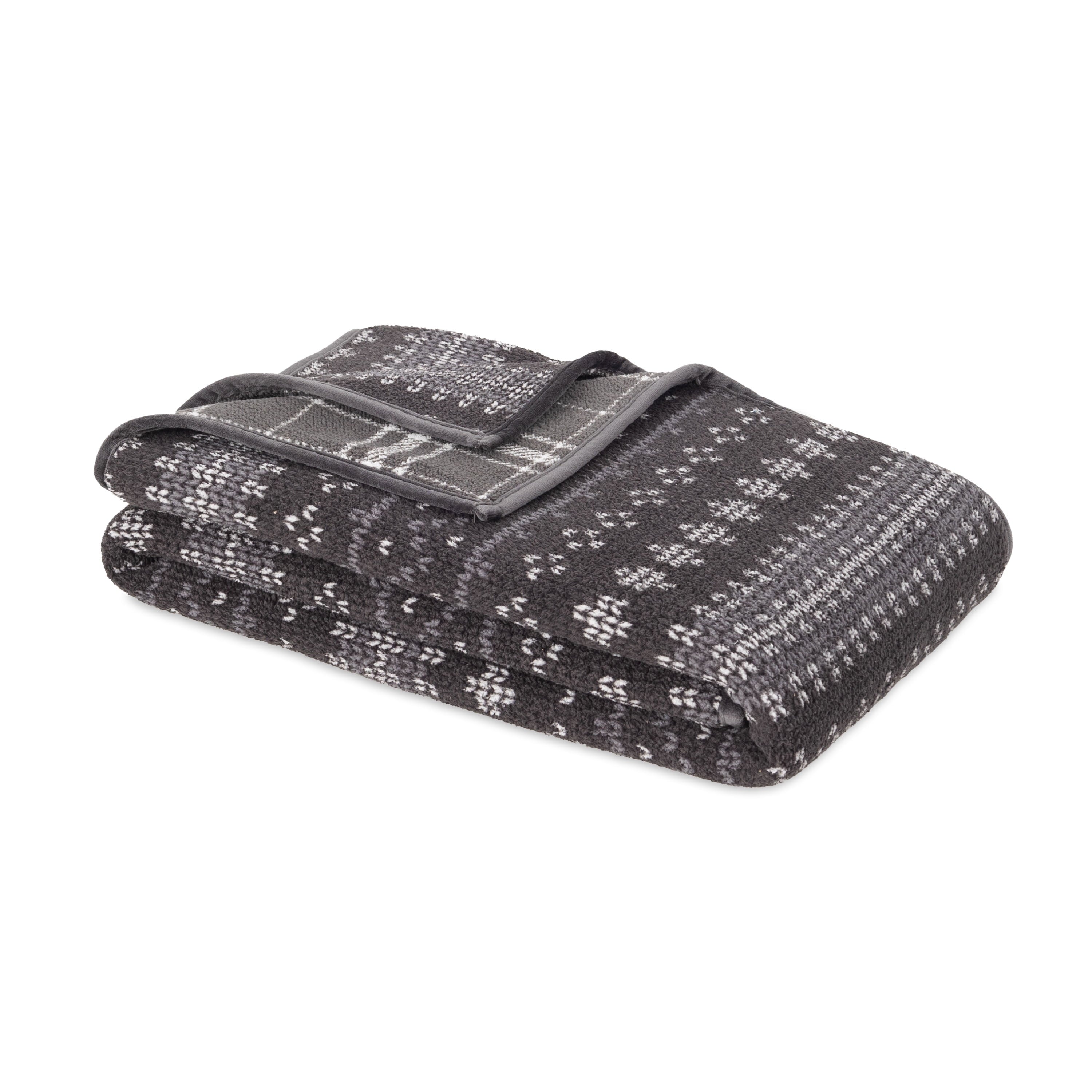 Berkshire Life Reversible Printed Hampshire Soft Throw Blanket, Glacier Fair Isle