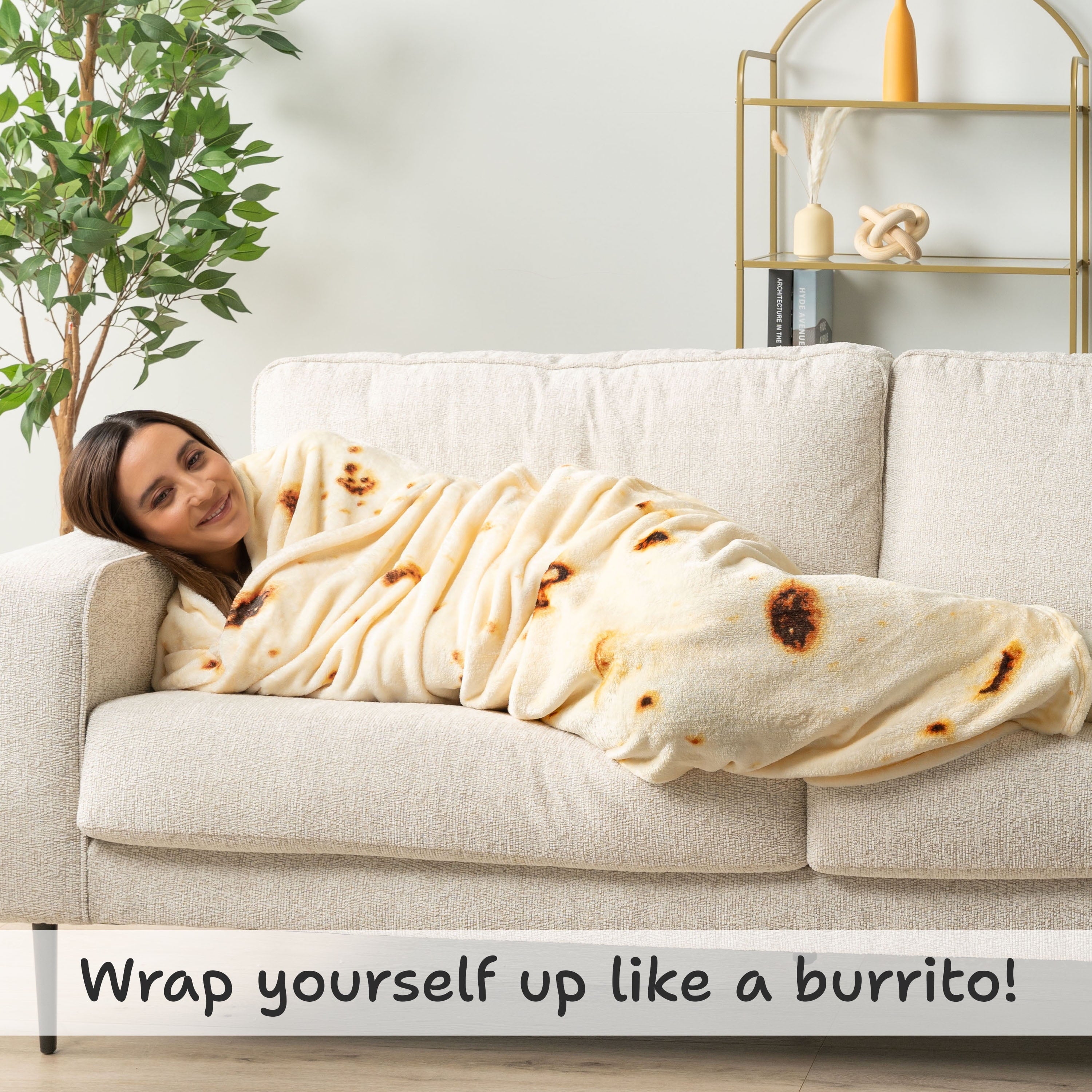 Burrito Tortilla Blanket, Double Sided Taco Flour Wrap Novelty Throw for Adult Kid Teen, Realistic Food Blanket, Funn...