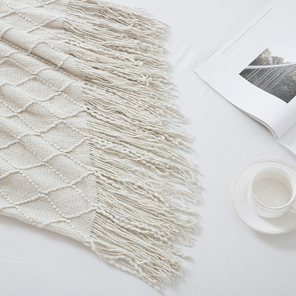 Rhombus Beige Throw Blanket, Soft and Lightweight, 50"x 60"