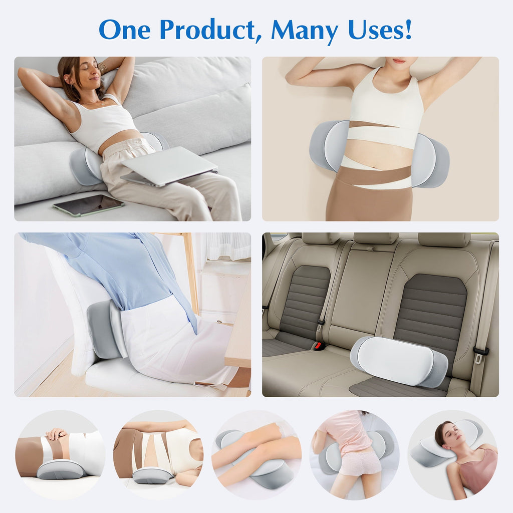 Lumbar Support Pillow for Bed Memory Foam Lower Back Pain Relief, Adjustable Waist Pillow for Sleeping & Side Sleeper...