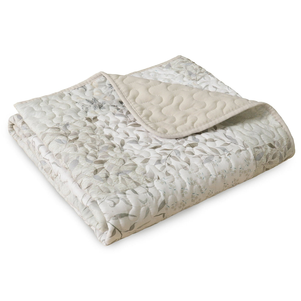Microfiber Boho Patchwork Pattern Quilted Throw Blanket for Bed/Couch/Sofa, Soft and Lightweight (50"x 60", Grey)
