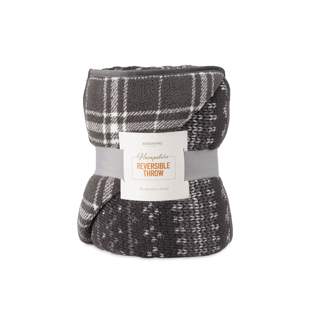 Berkshire Life Reversible Printed Hampshire Soft Throw Blanket, Glacier Fair Isle