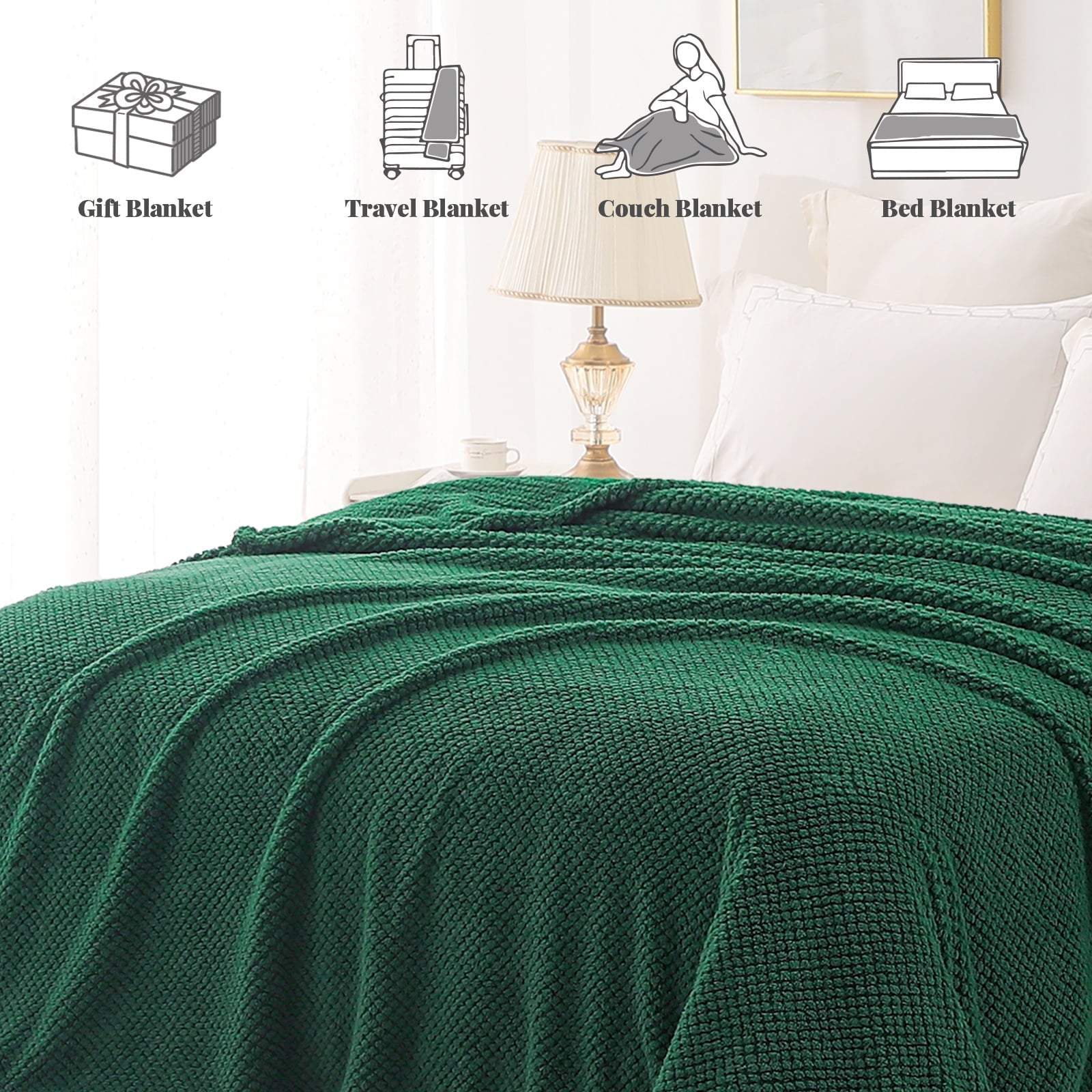 Fuzzy Fleece 50"x70" Throw Blanket for Couch, Fluffy Warm Soft Jacquard Blankets for Fall Winter, Lightweight and Coz...