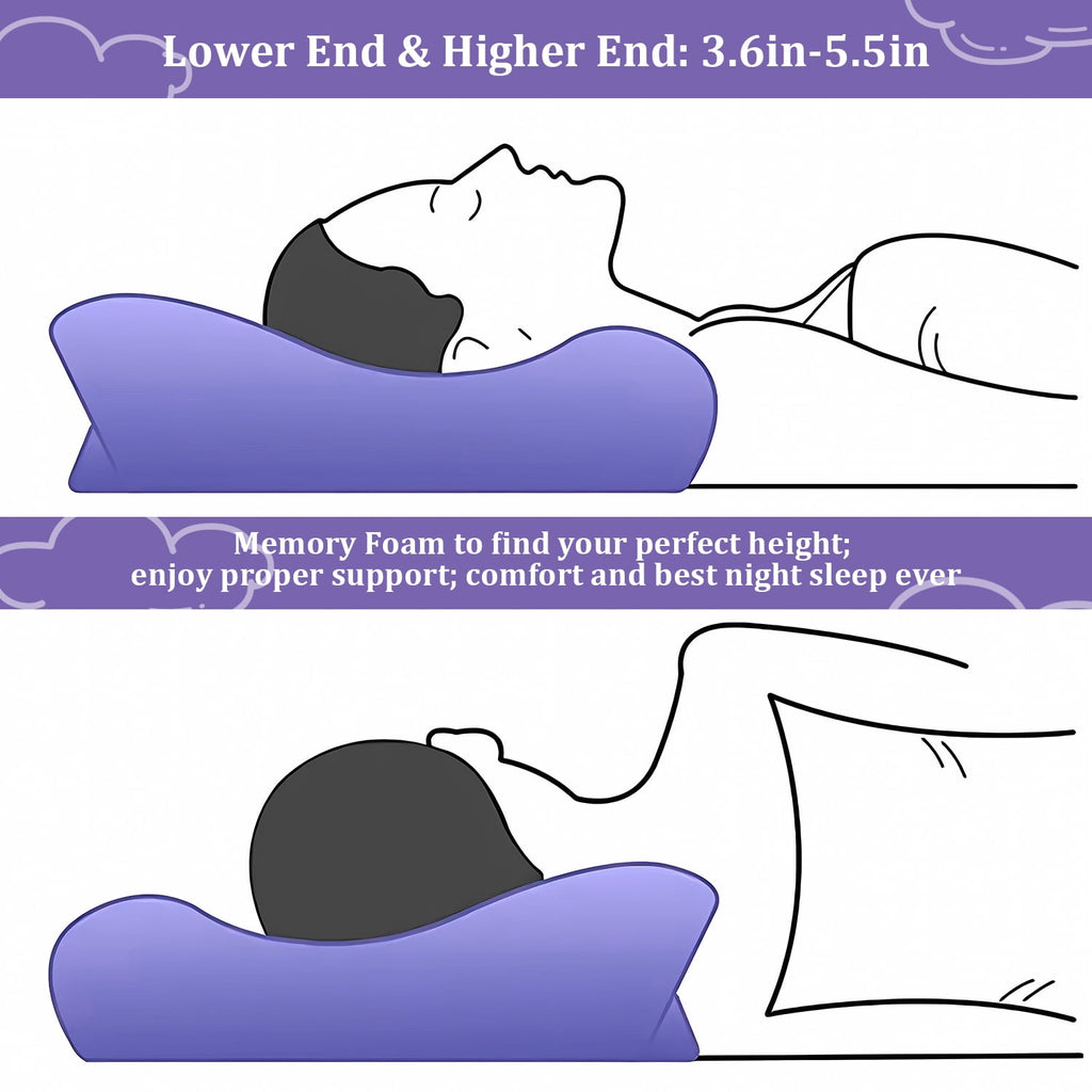Cervical Neck Pillow for Neck Pain Relief, Ergonomic Memory Foam Pillow Bed Pillows for Body Side Back Stomach Sleepi...