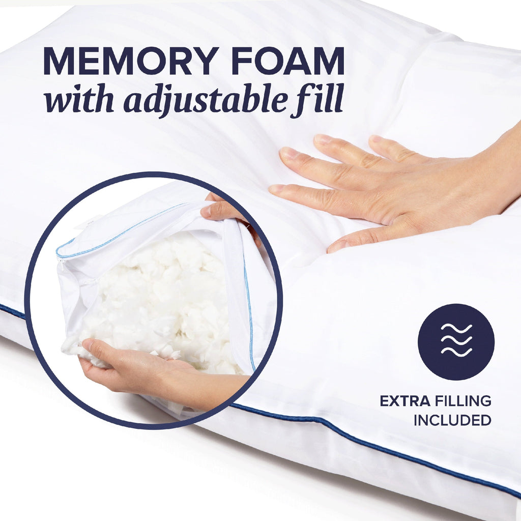 Customizable Memory Foam Queen Pillow 1Pack, Adult