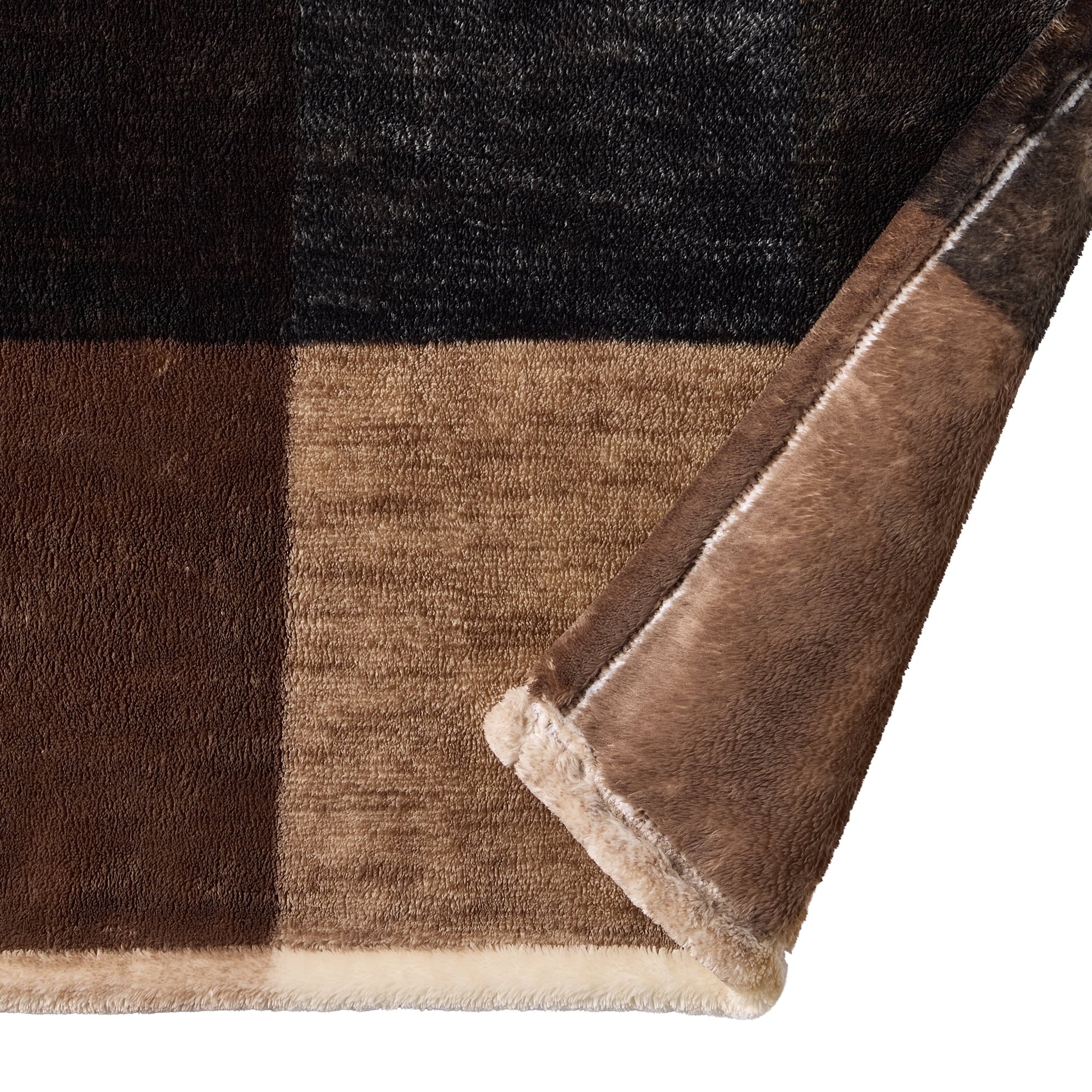Printed Velvet Plush Super Soft Throw Blanket, Oversized, Shelton Brown Plaid