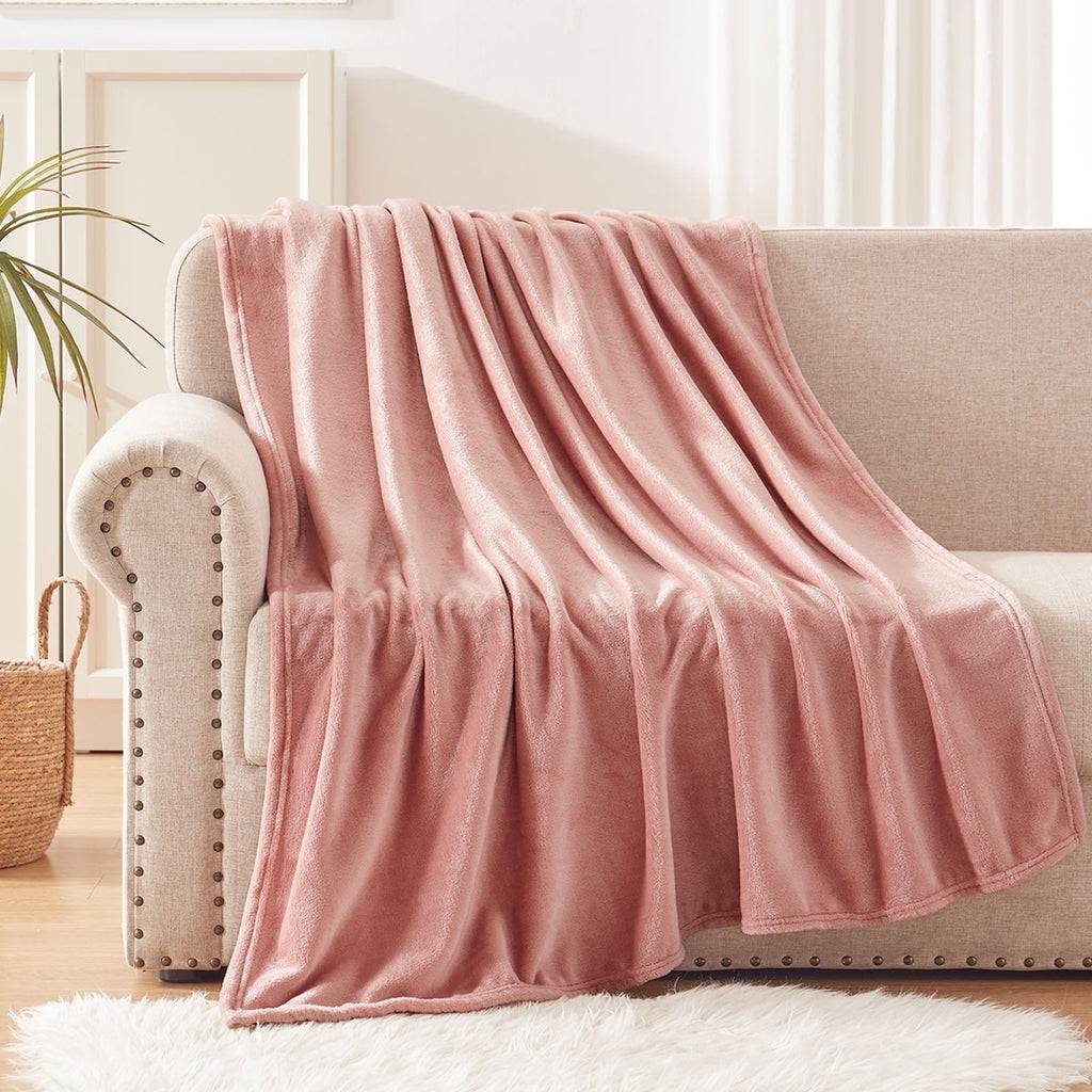 Large Flannel Fleece Velvet Plush Throw Blanket - 50" x 70" (Pink)