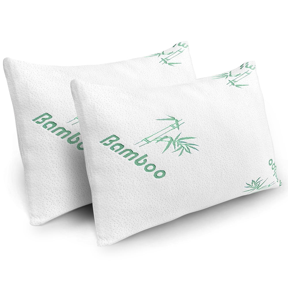 Memory Foam Pillows Queen Size Set of 2 - Cooling Bed Pillows for Sleeping - Back, Stomach, Side Sleeper Soft, Comfy ...