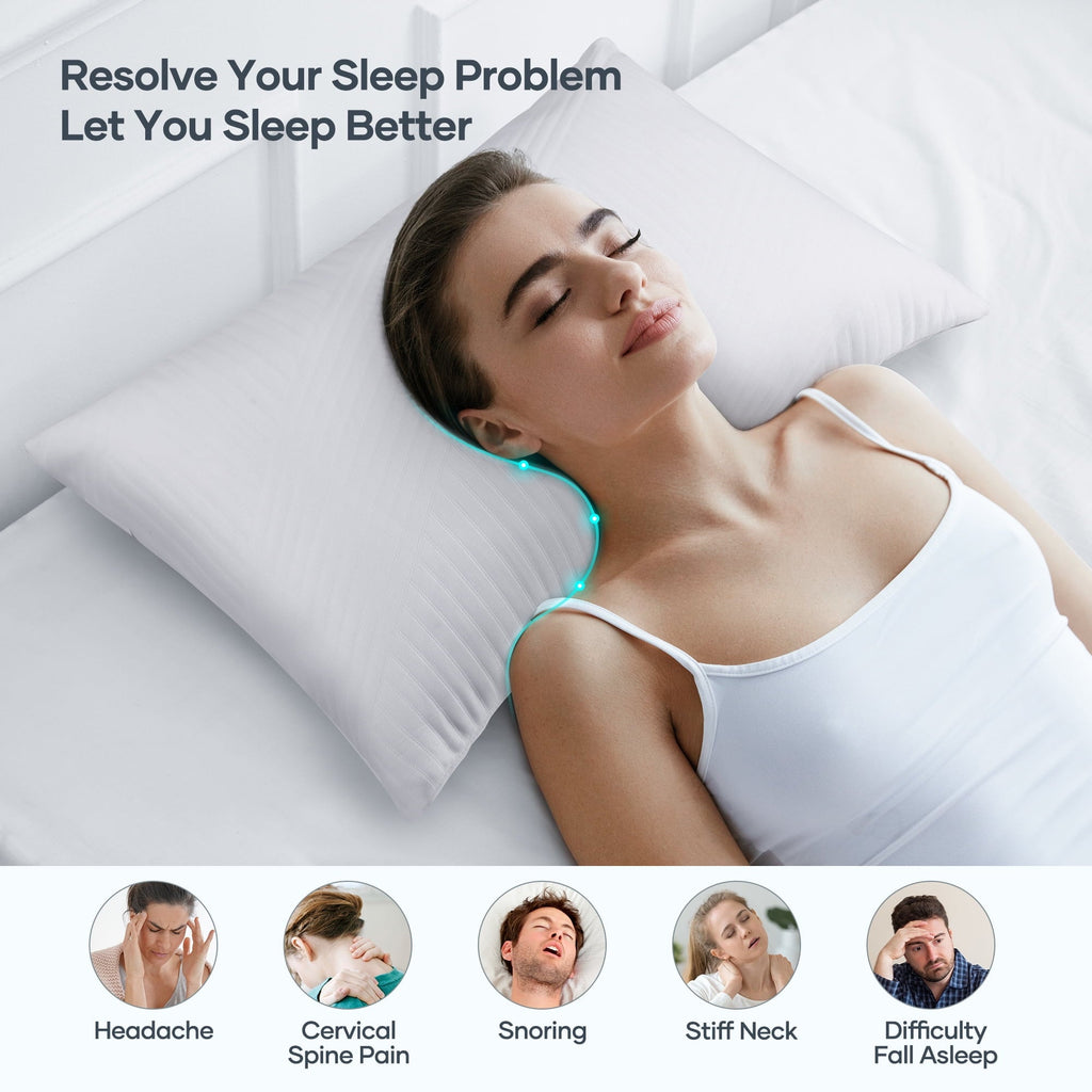 Shredded Memory Foam Pillow 2 Pack Pillow for Bed, Side, Back and Stomach Sleepers, CertiPUR-US Certified 28"x20"