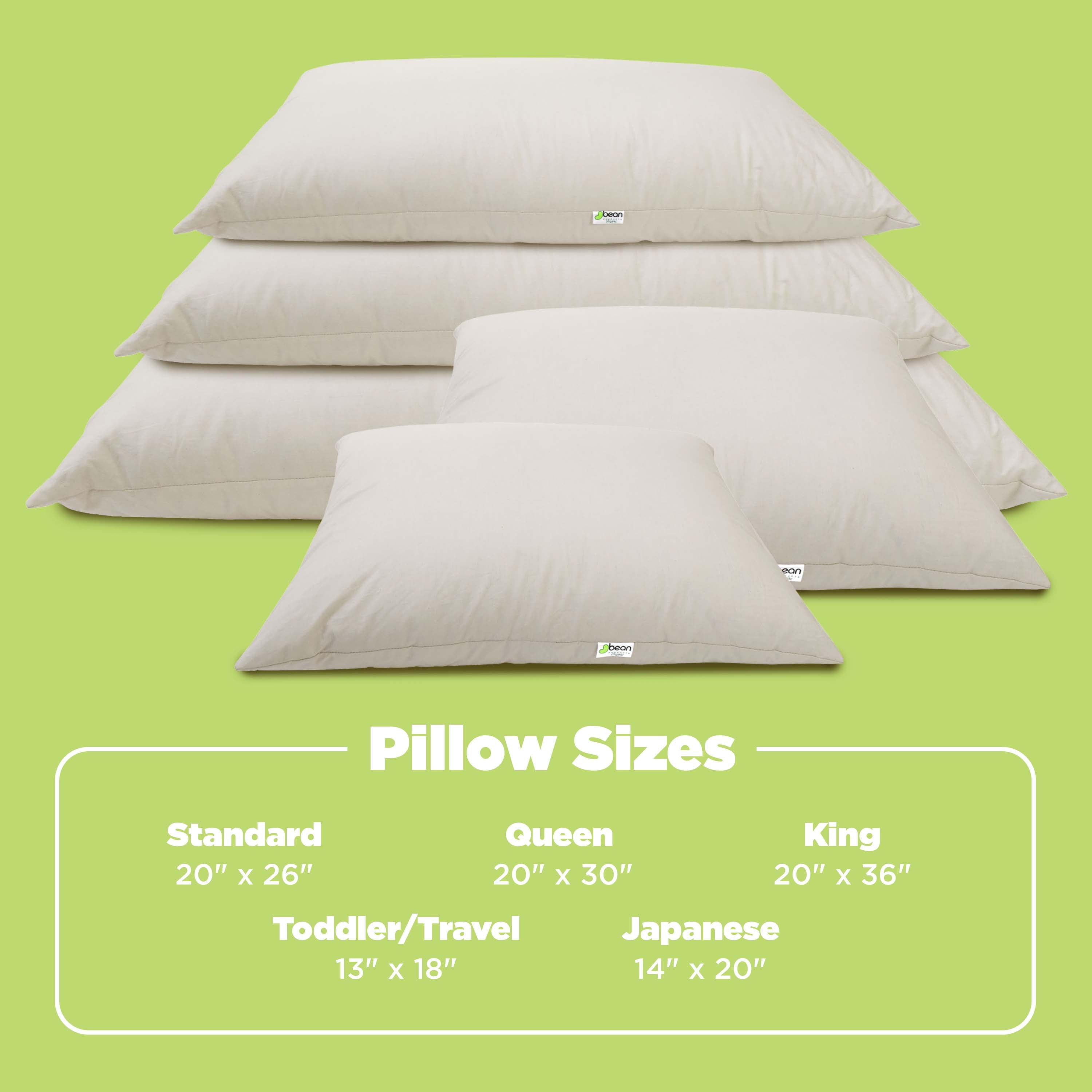 Kapok 20x26" Standard Bed Pillow – Organic Cotton Fabric Soft Sleeping Pillow - Made in USA