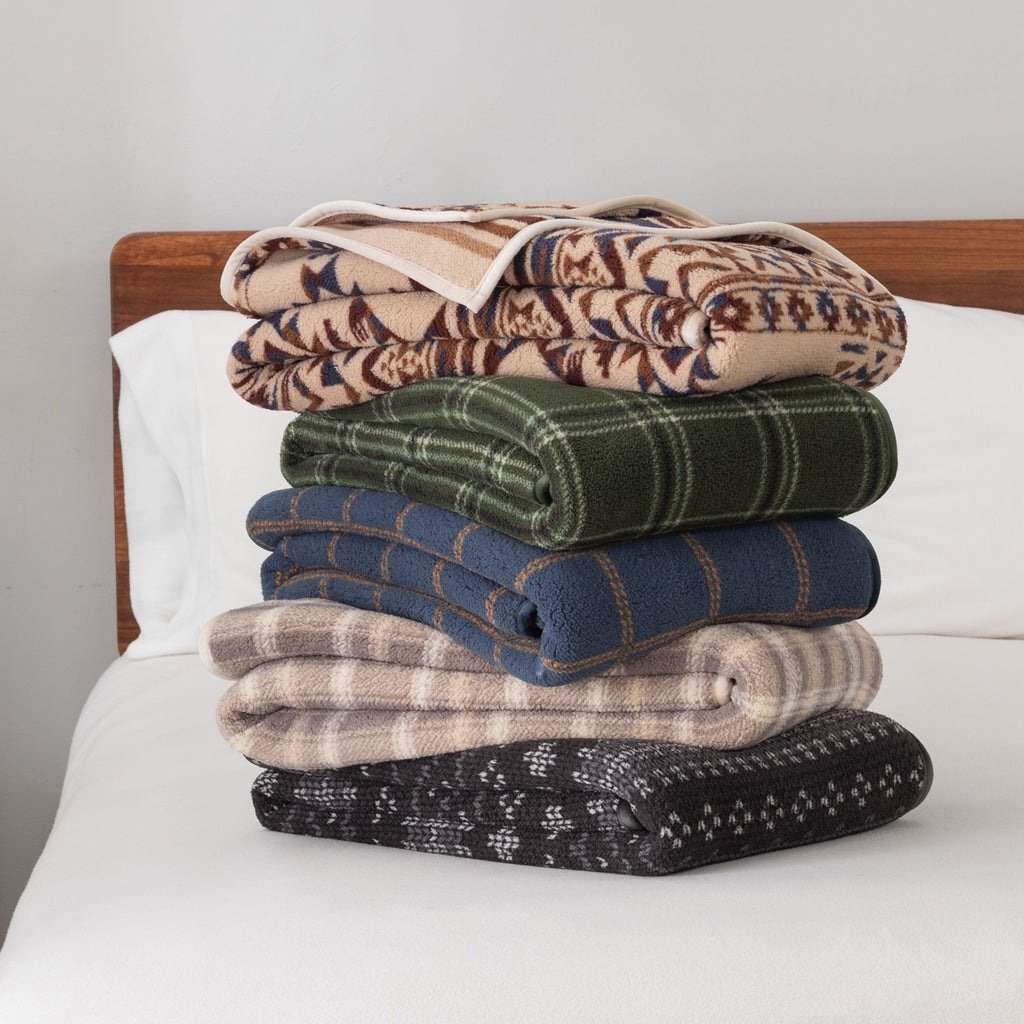 Berkshire Life Reversible Printed Hampshire Soft Throw Blanket, Glacier Fair Isle