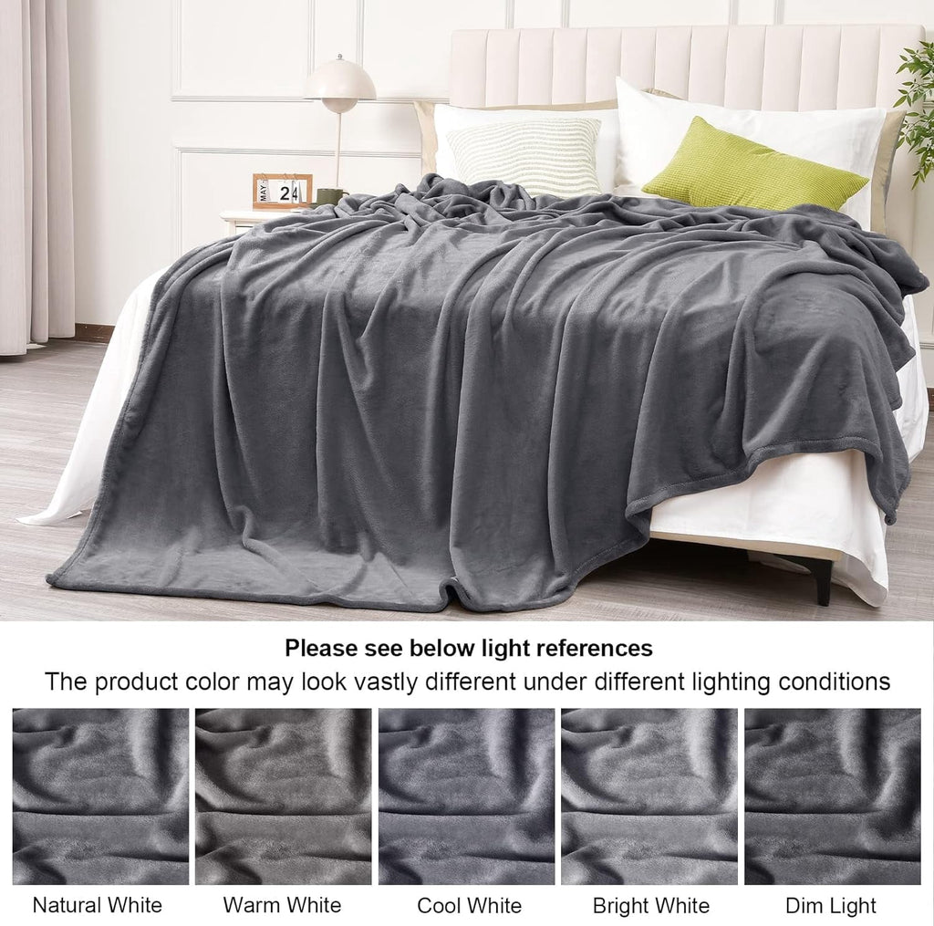 Fleece Throw Blanket, Fuzzy Soft Lightweight Blankets for Bed, Sofa, Suitable for All Season, Grey, 50x60 inches