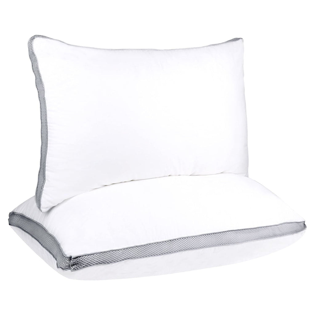2 Pack Cotton Down Alternative Pillows,Queen Size Bed Pillows Gusseted Hypoallergenic
