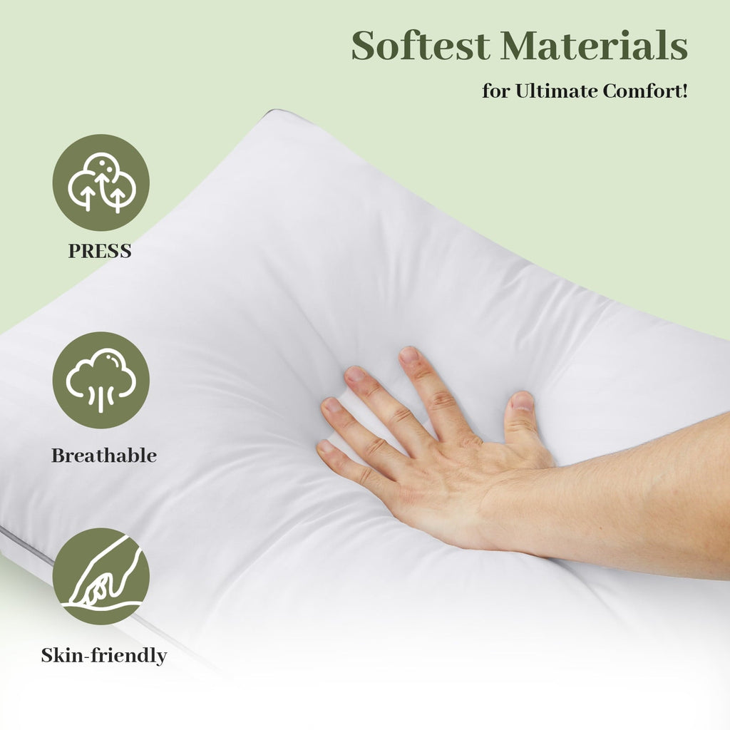 Pillows Standard Size Set of 2, Hotel Quality, Down Alternative Gusseted Bed Pillows for Side, Back, And Stomach Slee...