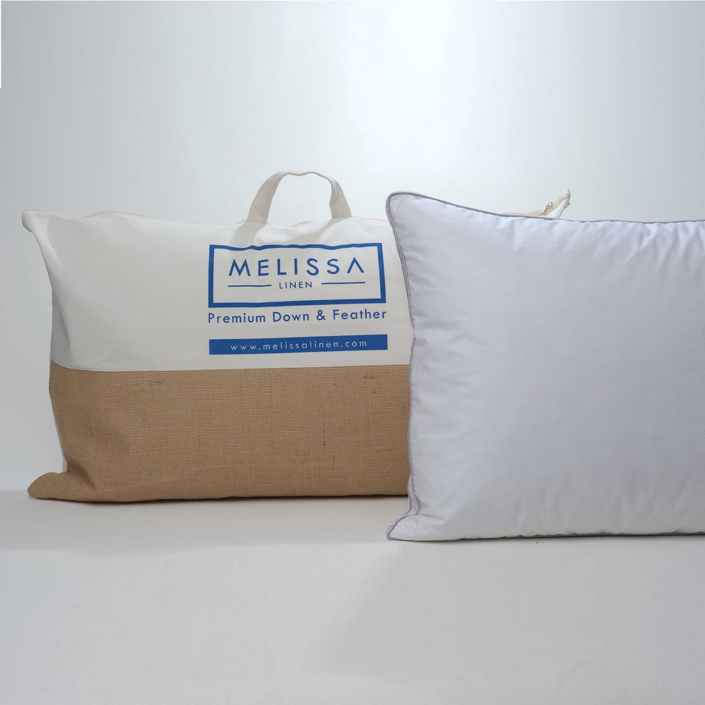 Linen Premium Goose Down Feather Pillow for Bed, Soft & Supportive, Standard Size, White