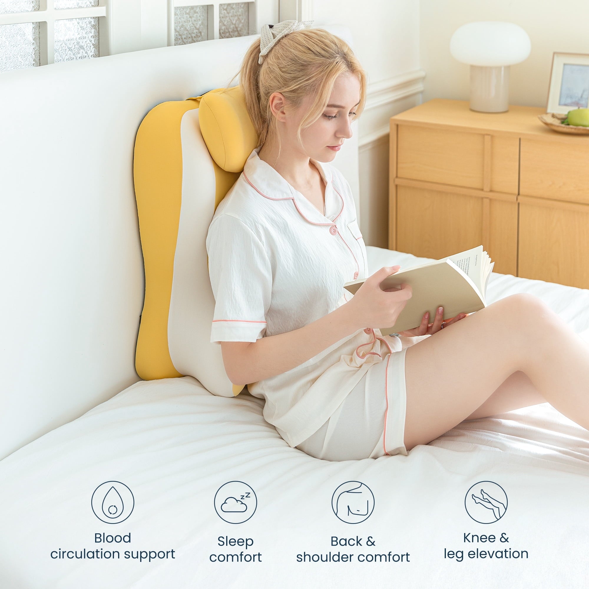 Memory Foam Reading Pillow, Multi-Position Support Bed Pillow for Petite Adults, Reading Tools, Fun Couple Pillows Pr...