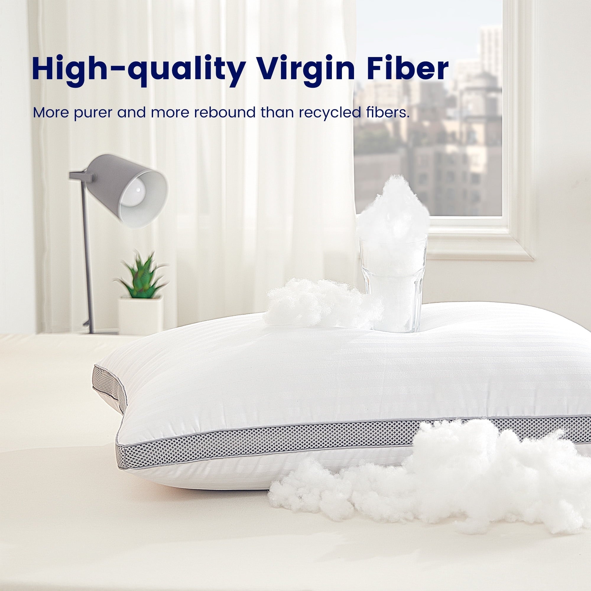 Bed Pillows for Sleeping, Queen Size Set of 2, Sandwich Mesh with Breathable Sides, Premium Medium pillows for Back, ...