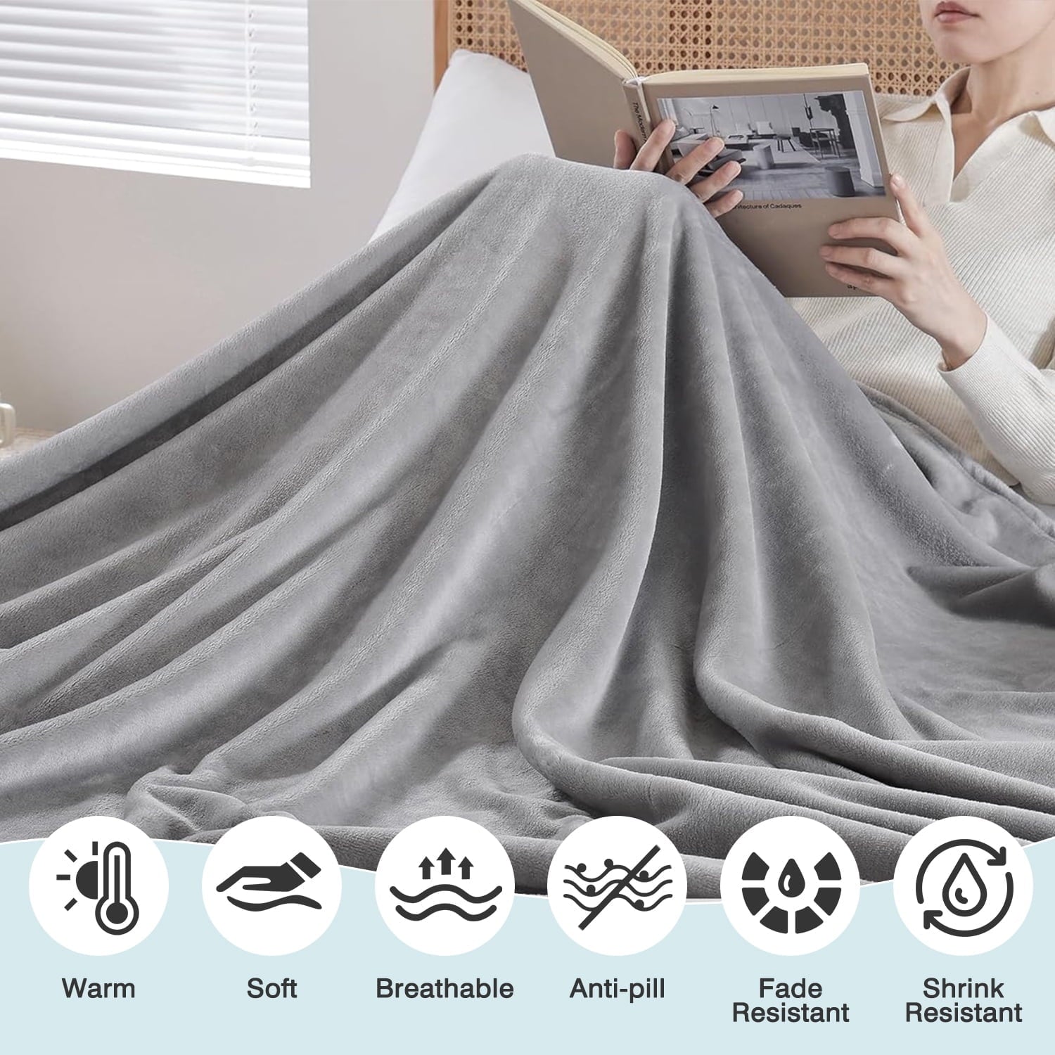 Twin Size Blanket for Bed, 60x80inch Super Cozy Soft Bed Blanket for Sleep Snap, Lightweight Reversible Blankets and ...