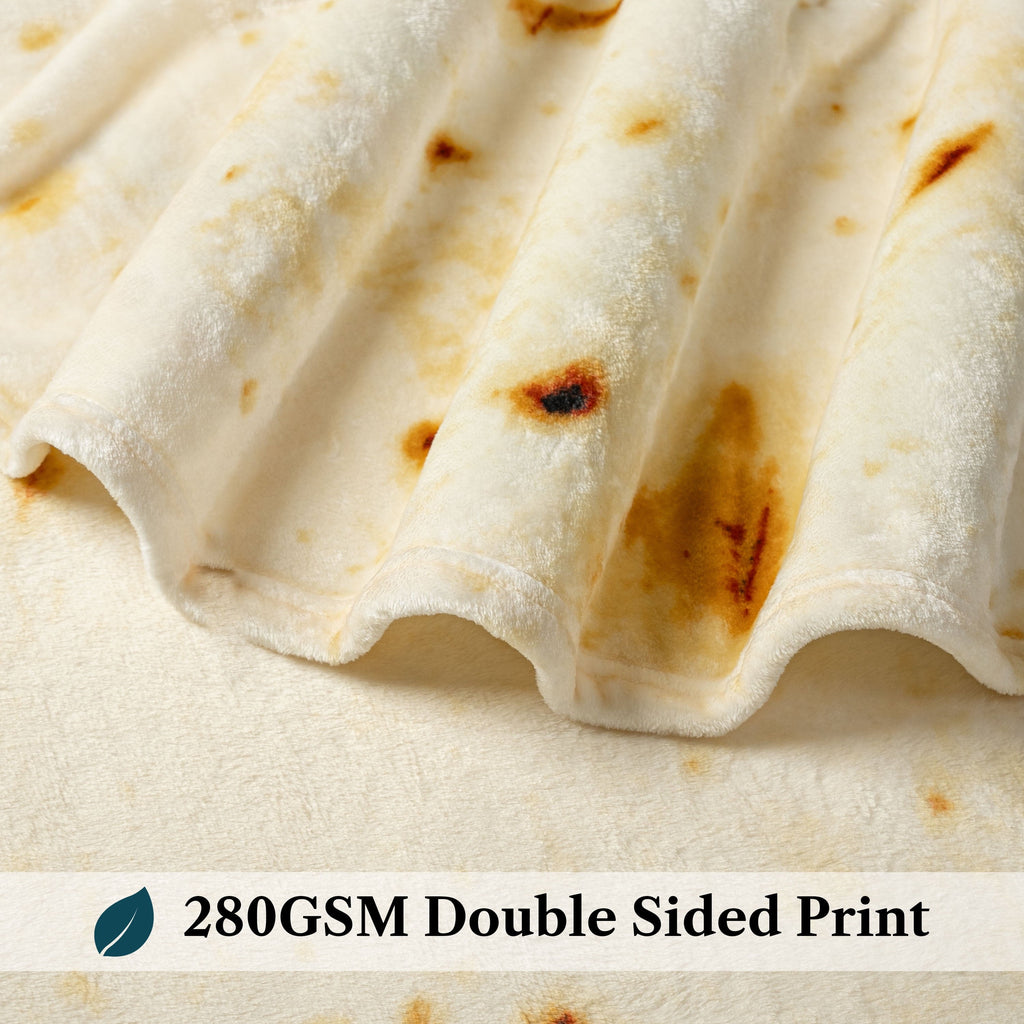 Burrito Tortilla Blanket, Double Sided Taco Flour Wrap Novelty Throw for Adult Kid Teen, Realistic Food Blanket, Funn...