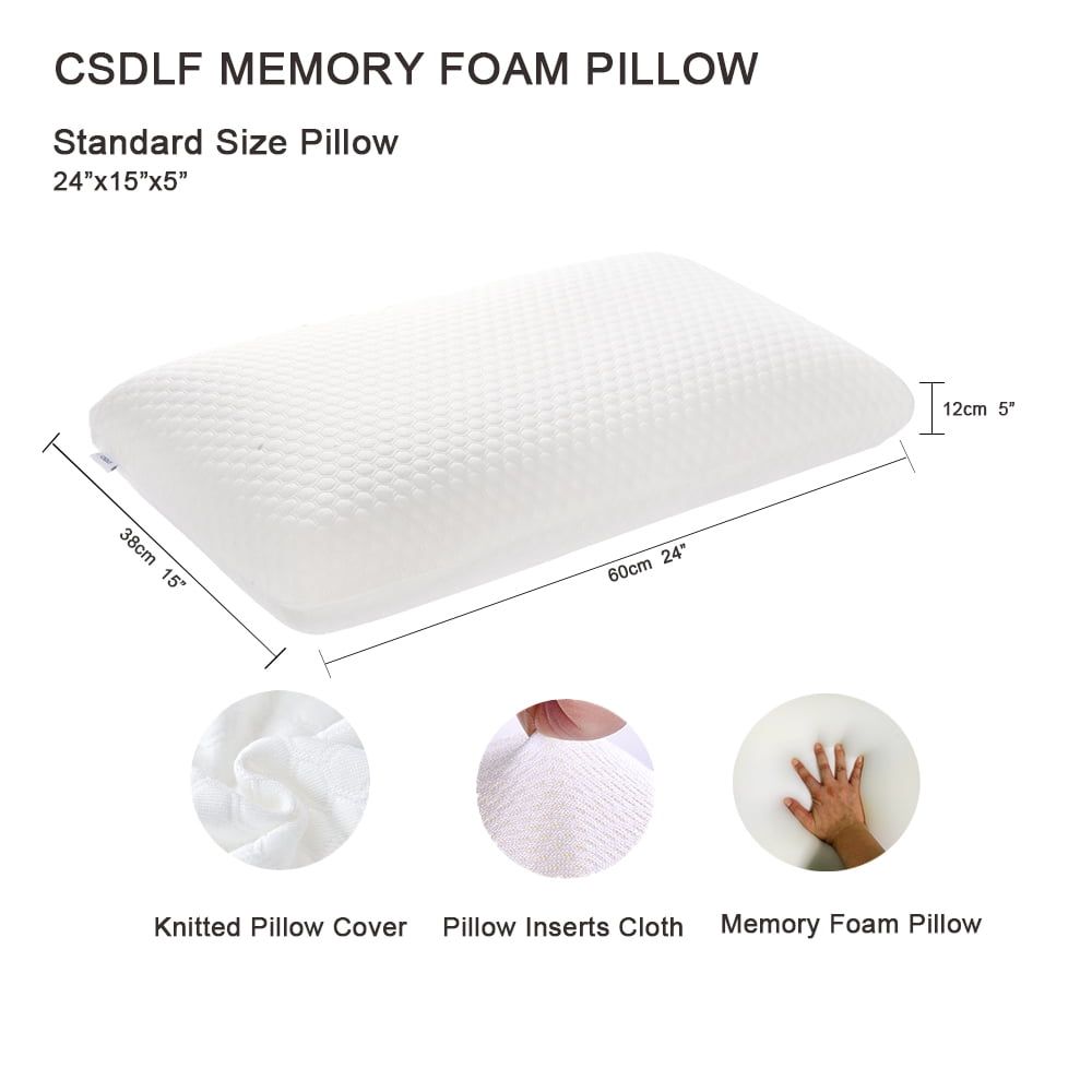 Memory Foam Bed Pillows, Pillow for Side and Back Sleeper, Pillow for Neck Pain Relief, Washable Removable Cover, Sof...