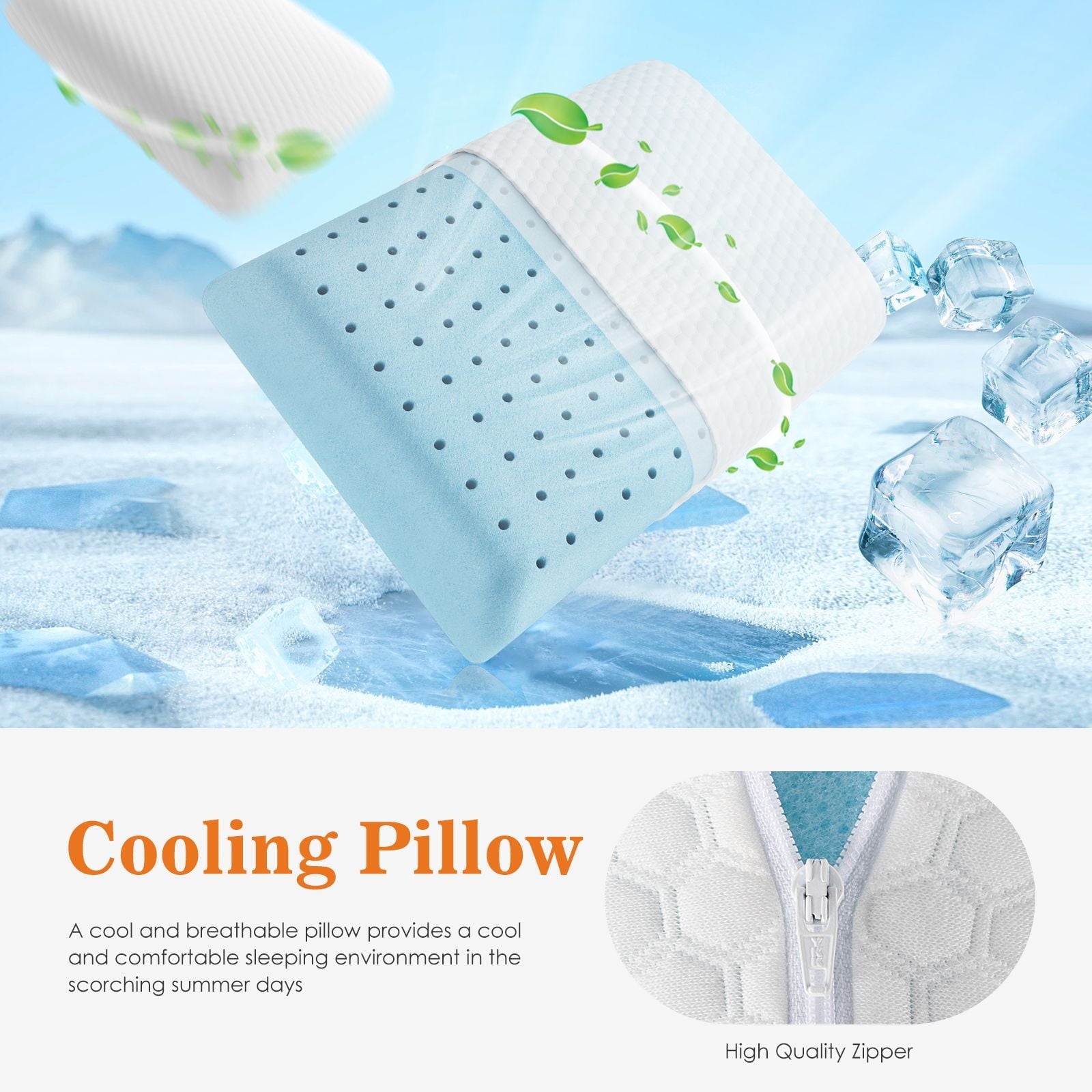 Memory Foam Pillow, Standard Size Pillows for Sleeping, Bed Pillow Soft and Comfortable, 1 Pack