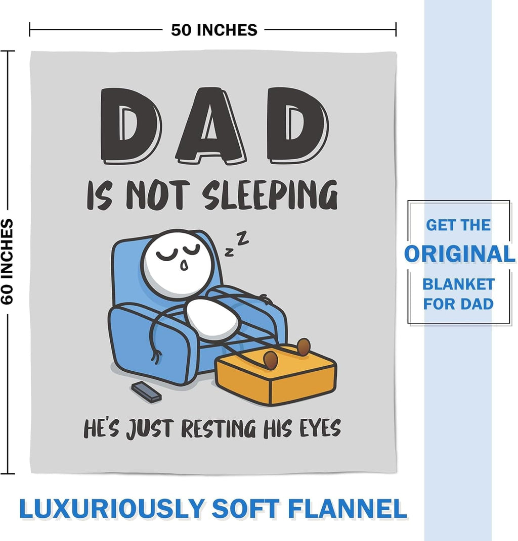 Funny Fathers Day Dad Gifts , Dads Birthday Gifts, Dad is Not Sleeping Blanket, Super Soft Throws Blanket for Napping