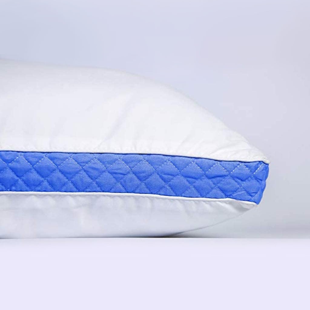 Gusseted Quilted King Size Bed Pillows Set of 2, Blue Bed Pillows for Side Sleepers and Back Sleepers