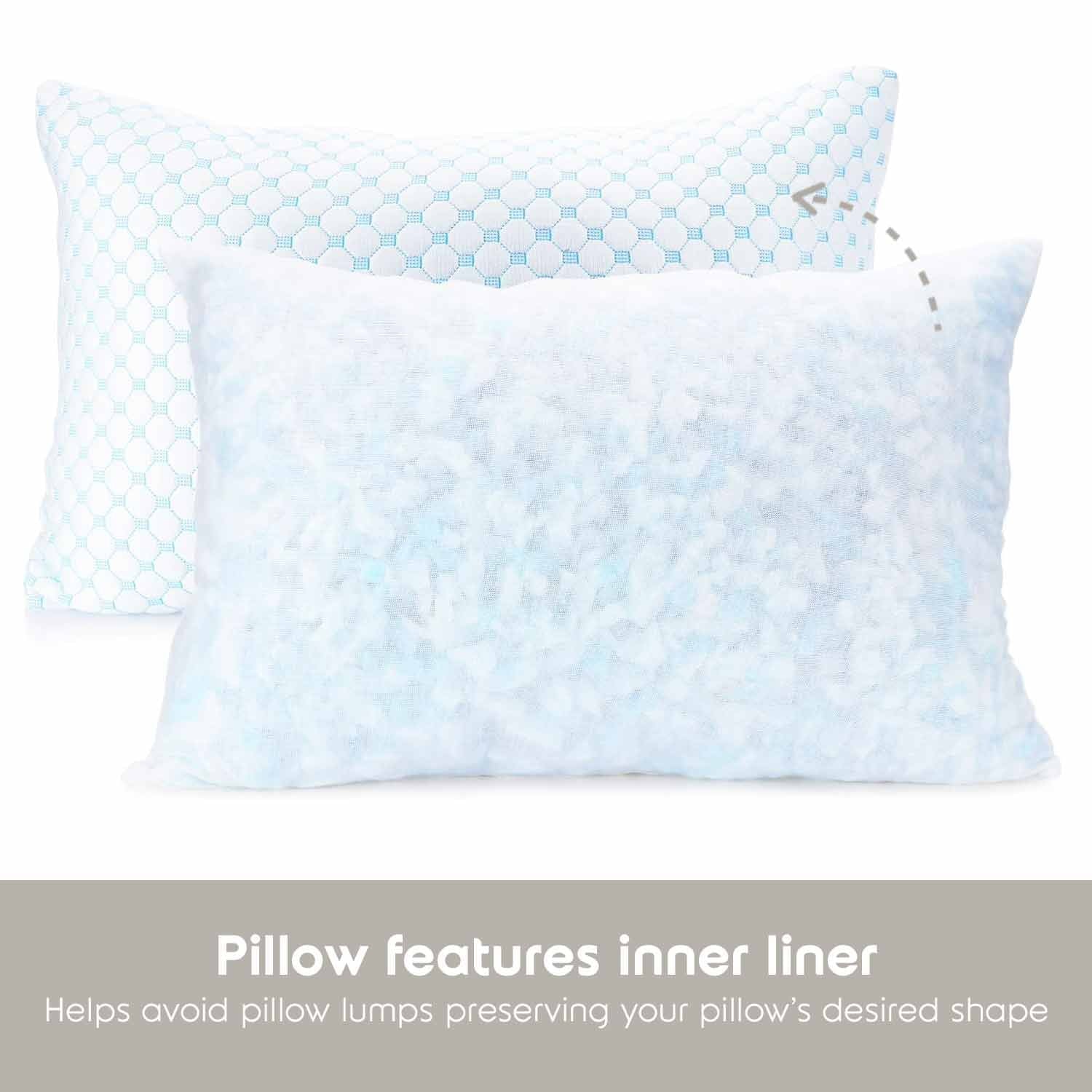 Cooling Pillows for Bed, Memory Foam Bed Pillow, Queen Pillows 20” X 28”, 2 Pack