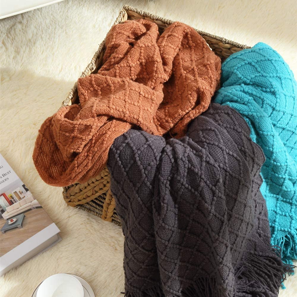 Home Decor Rustic Couch Sofa Chair Bed Throw Blanket, Soft Warm Light Weight in Spring Summer (50''X60'' Brown)