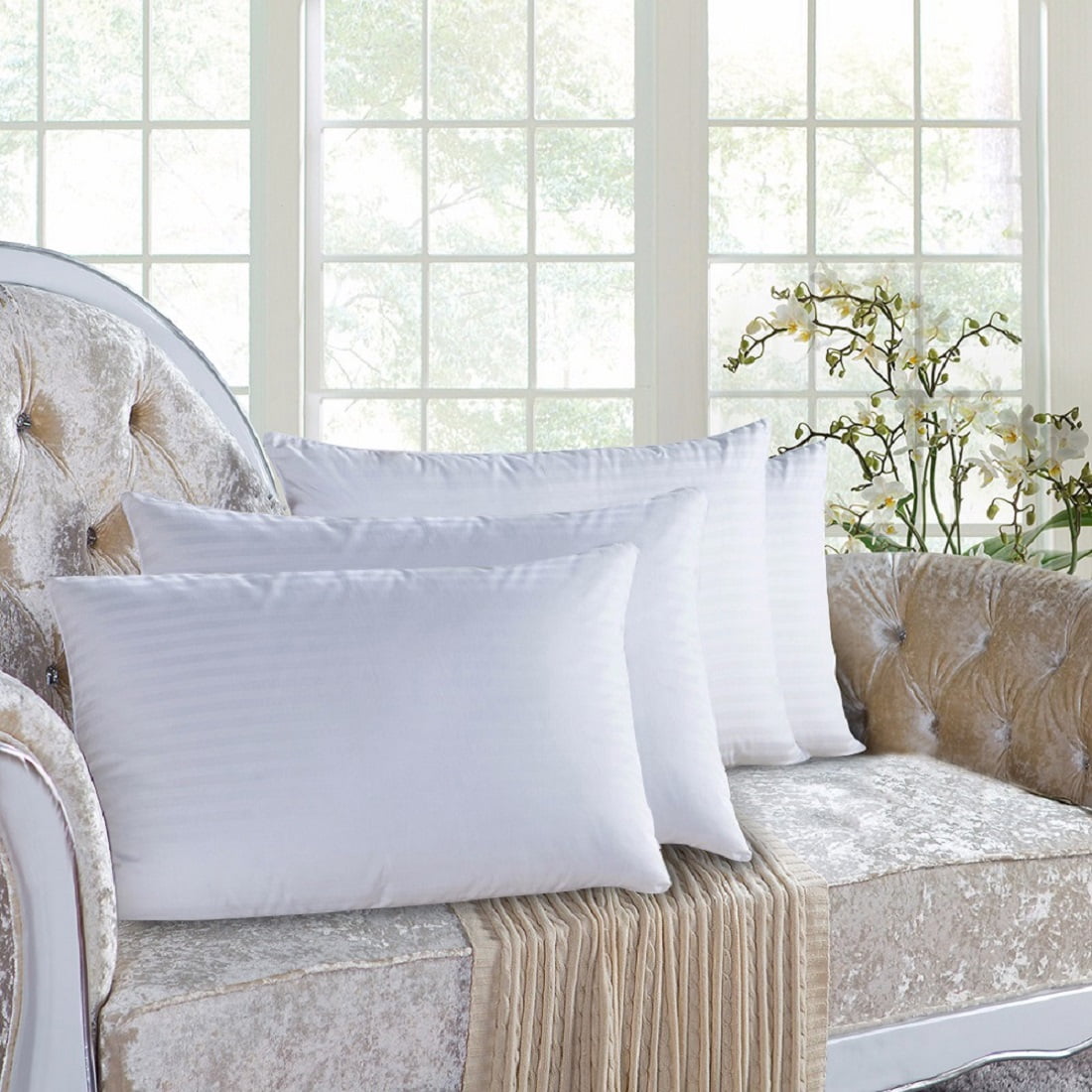 2-Pack Hypoallergenic Down-Alternative, Throw Pillow Inserts (20" x 20")