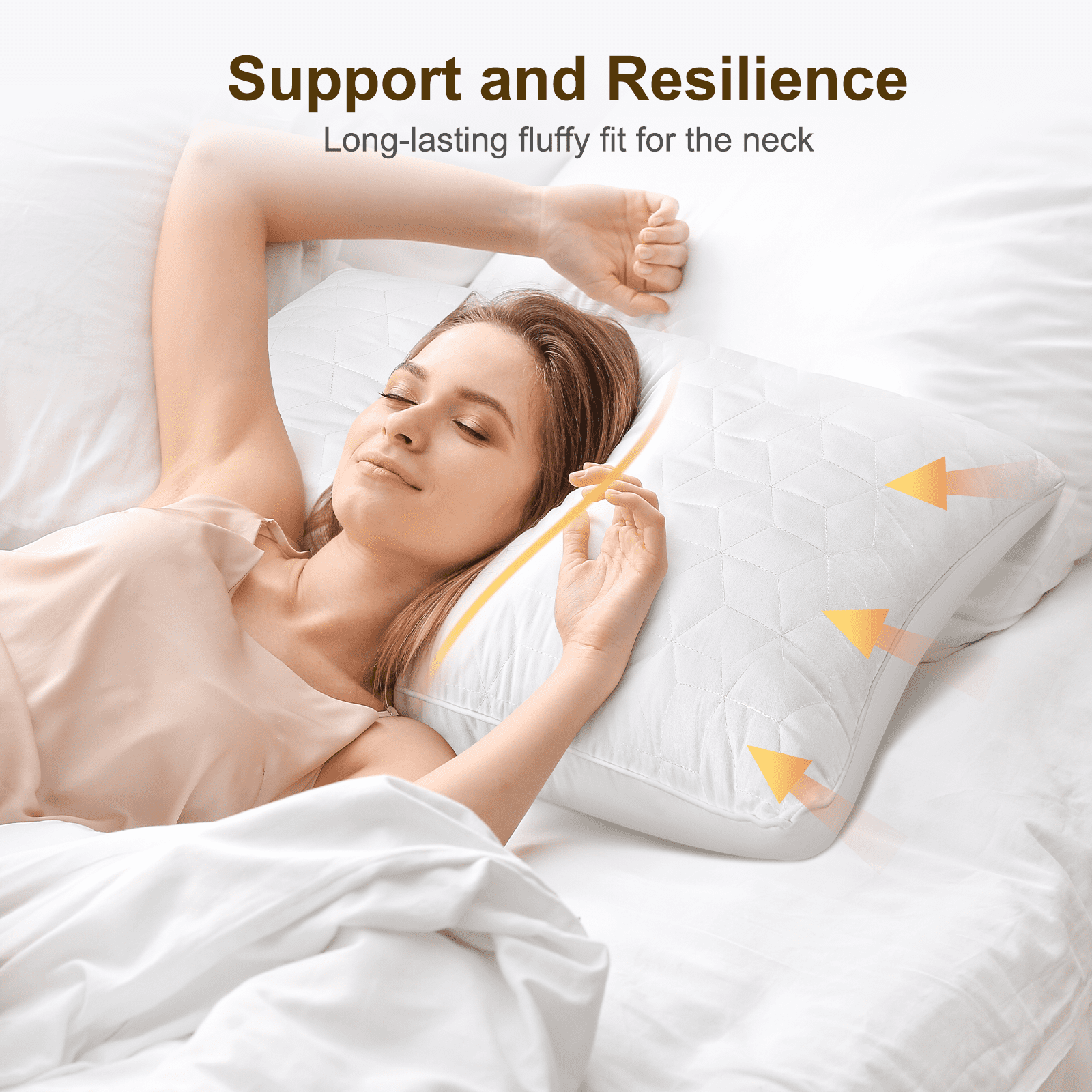 Bed Pillows Queen Size Set of 2, Hotel Gusseted Pillows for Sleeping, Alternative to Down Pillows, Soft Supportive & ...