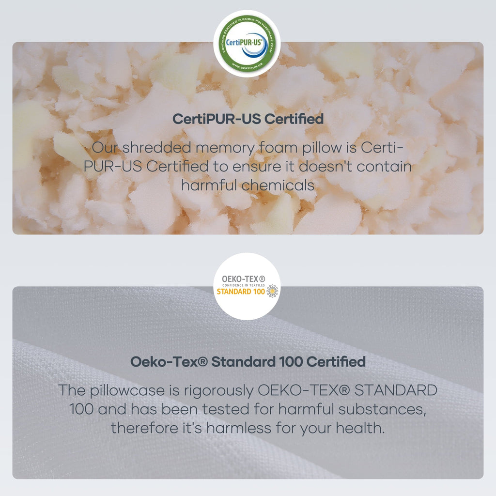 Shredded Memory Foam Pillow 2 Pack Pillow for Bed, Side, Back and Stomach Sleepers, CertiPUR-US Certified 28"x20"