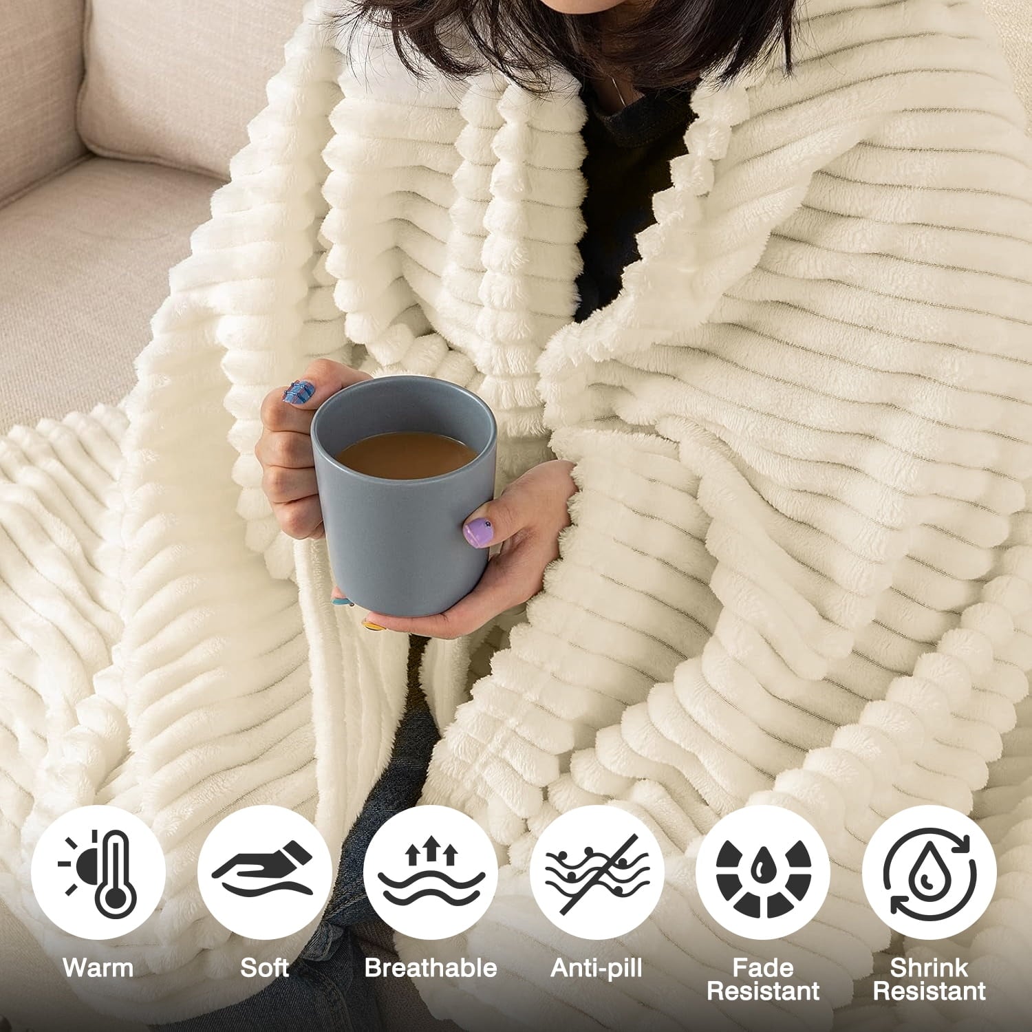 Extra Soft with Strip, Plush Fuzzy Cozy Bed s and s for Couch,Bed,Sofa,Lightweight and Versatile s for Office Bedroom...