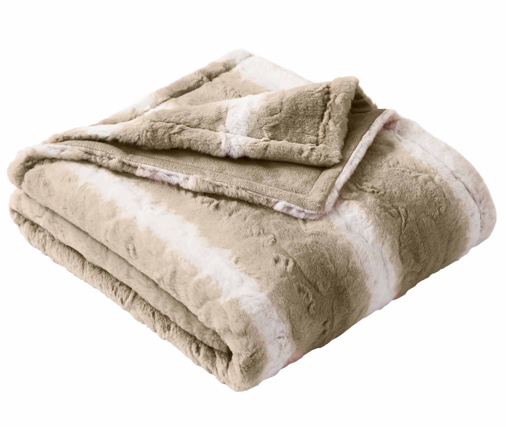 Almond Biscuit Ombre Faux Fur Throw, 50"x72"
