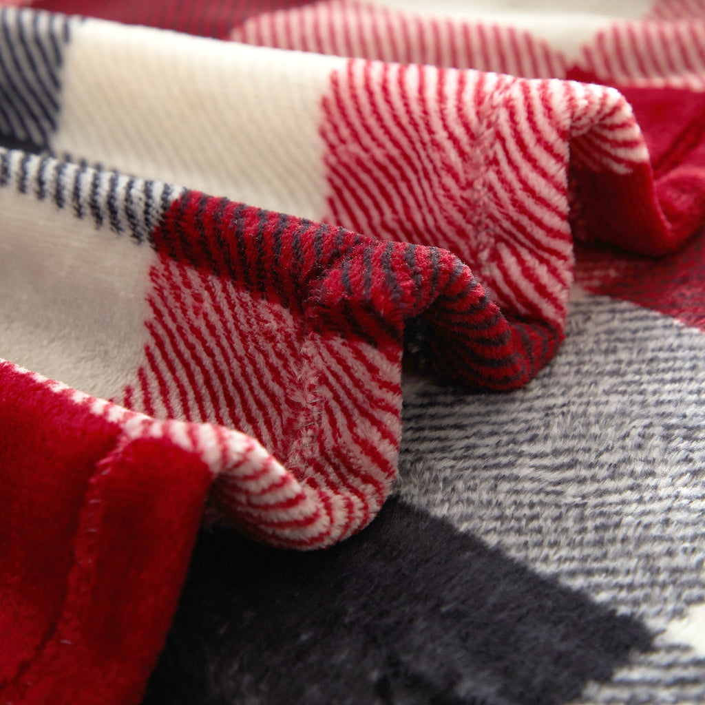 Cozy Plush Throw Blanket, Red Plaid 50" x 60" All Ages