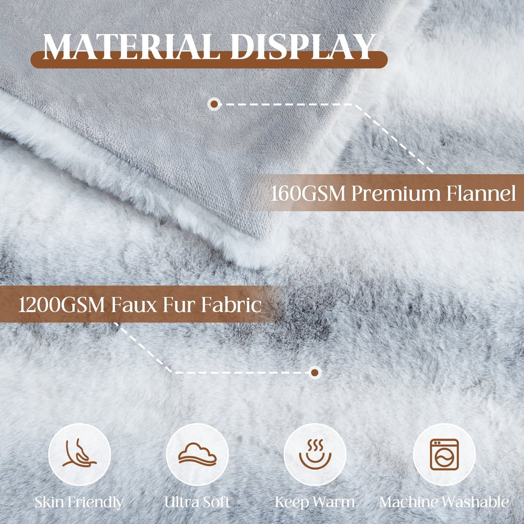 Luxury Faux Fur Throw Blanket for Bed Super Thick Warm Fuzzy Blankets for Bedroom Living Room, 60" x 80", White
