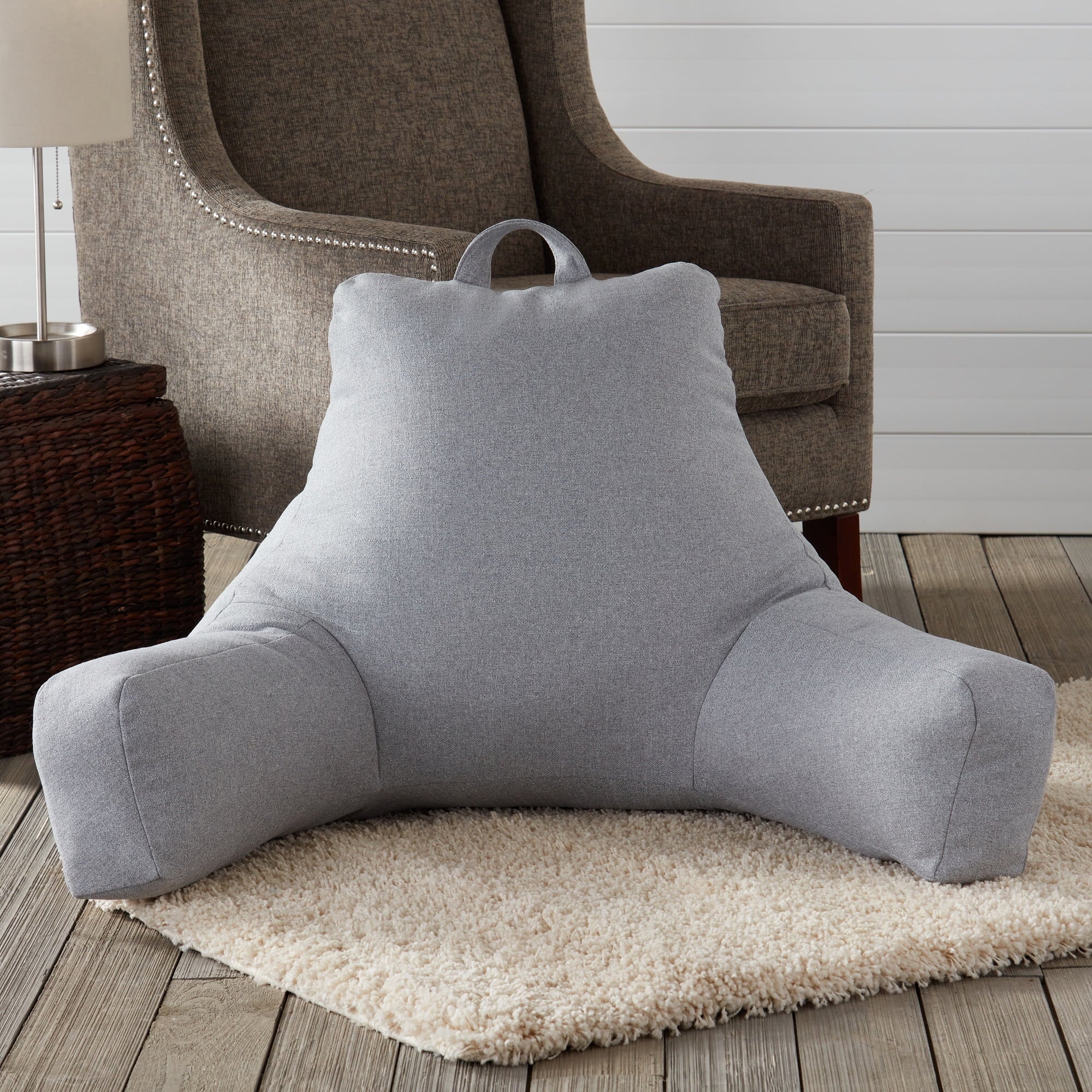 Jumbo Cement Gray Polyester Bed Rest Pillow