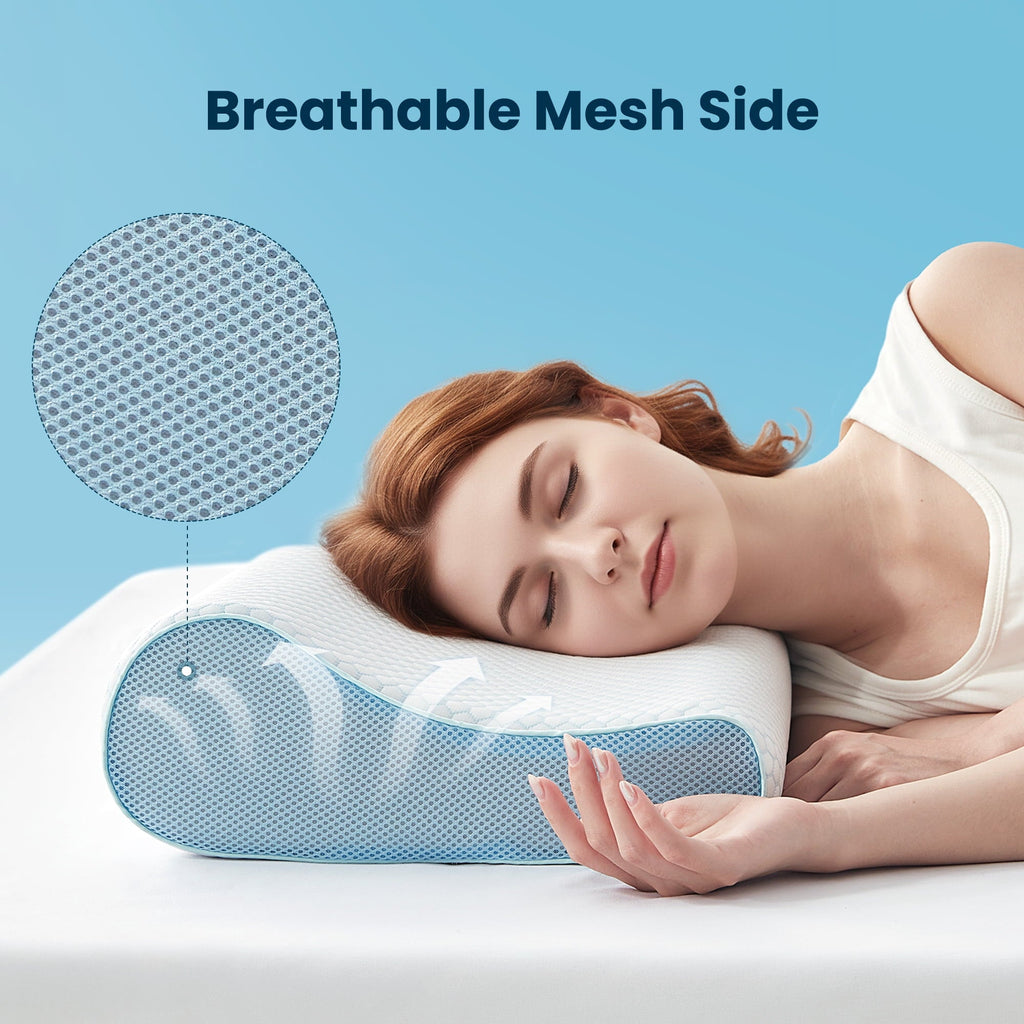 Standard Cooling Memory Foam Pillow, Ergonomic Adjustable Orthopedic Contour Bed Pillows Neck Support for Side Back S...