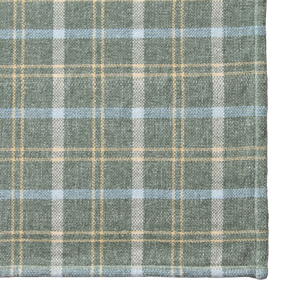 Woven Chenille Plaid Throw Blanket, Green River , 50x72 Inches